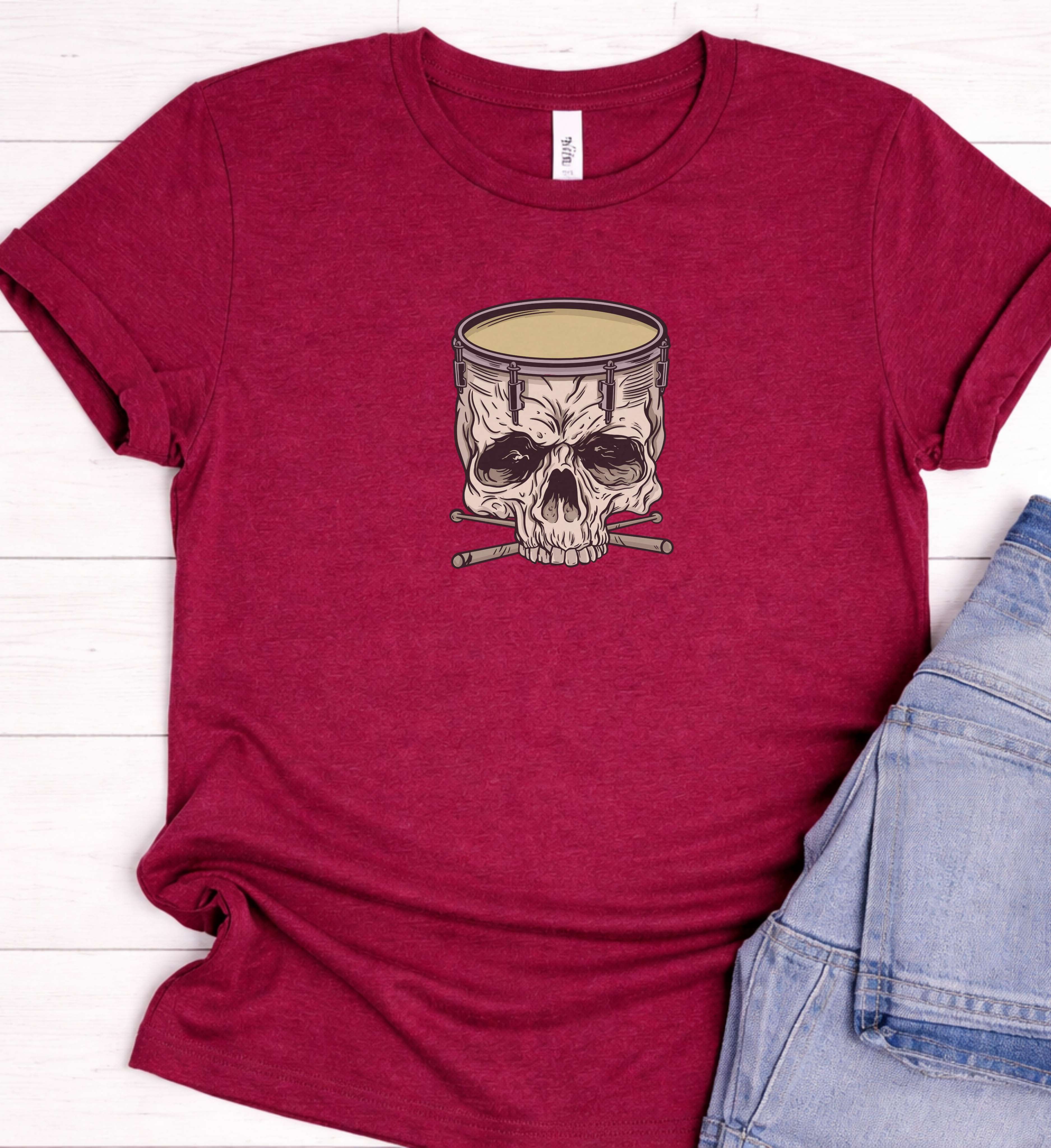 Skull Drum Shirt – Drummer Rock Graphic Tee