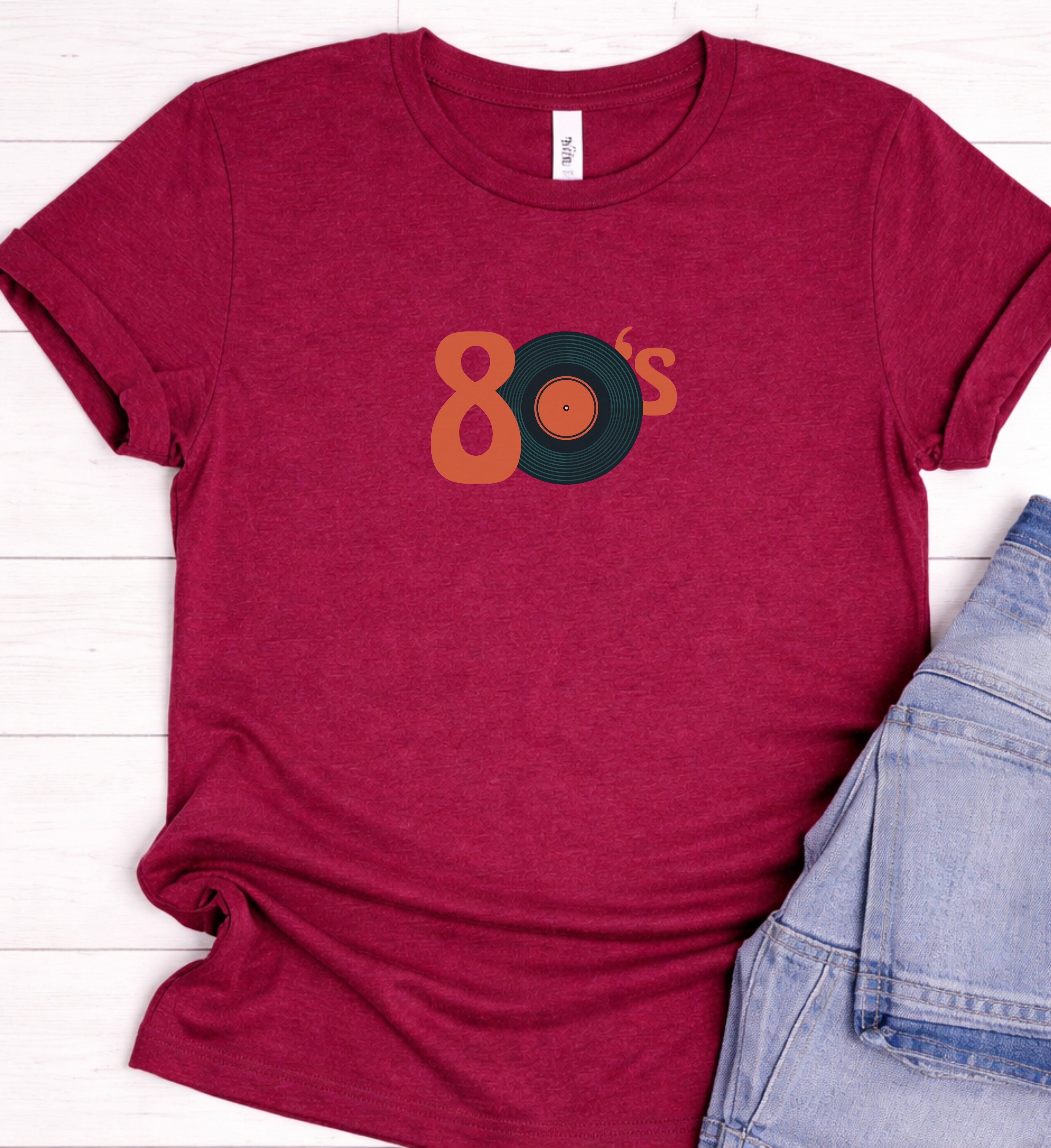 80s Retro Shirt – Minimal Vinyl Record Graphic Tee