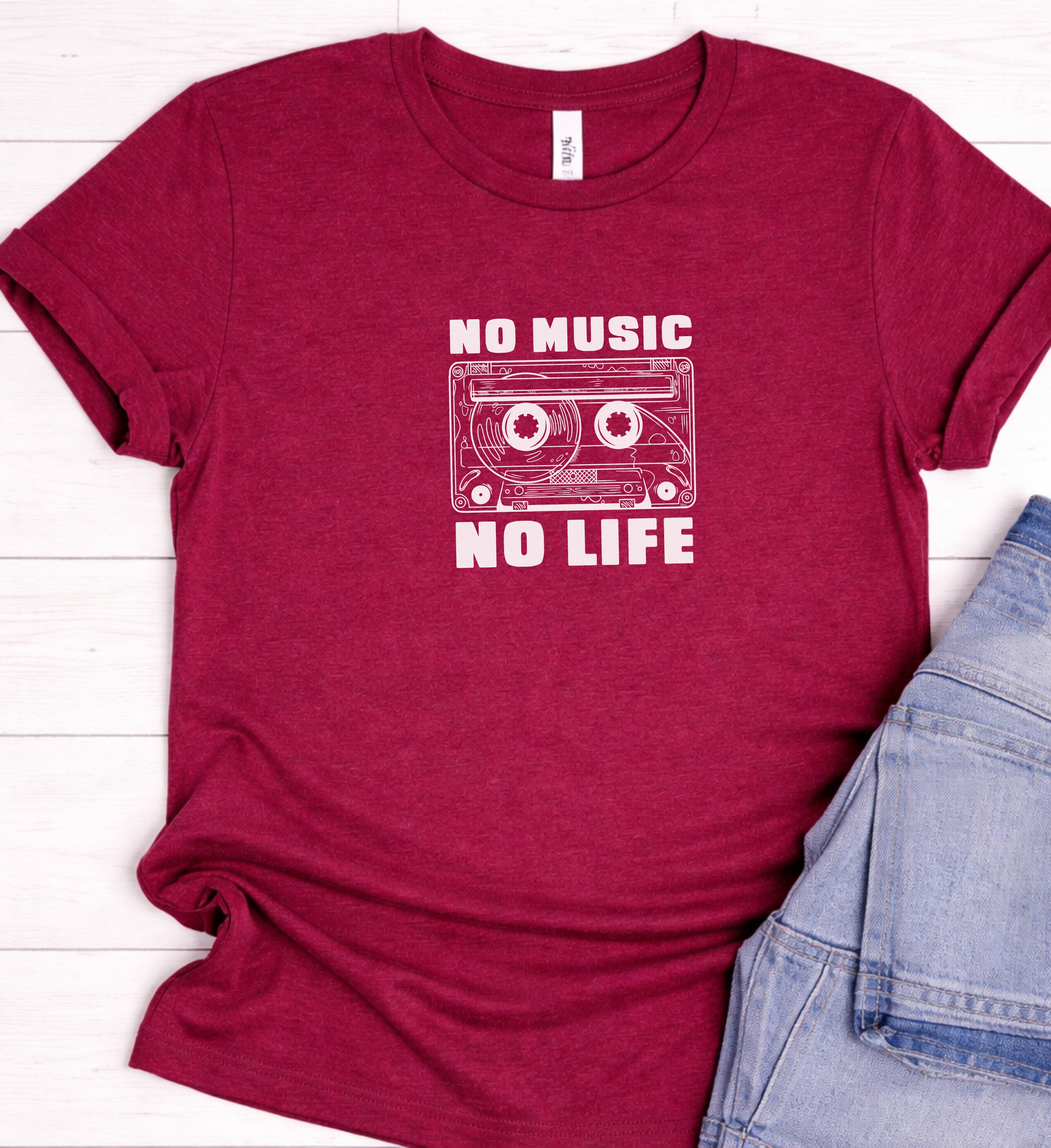 No Music No Life Shirt, Retro Cassette Graphic Tee