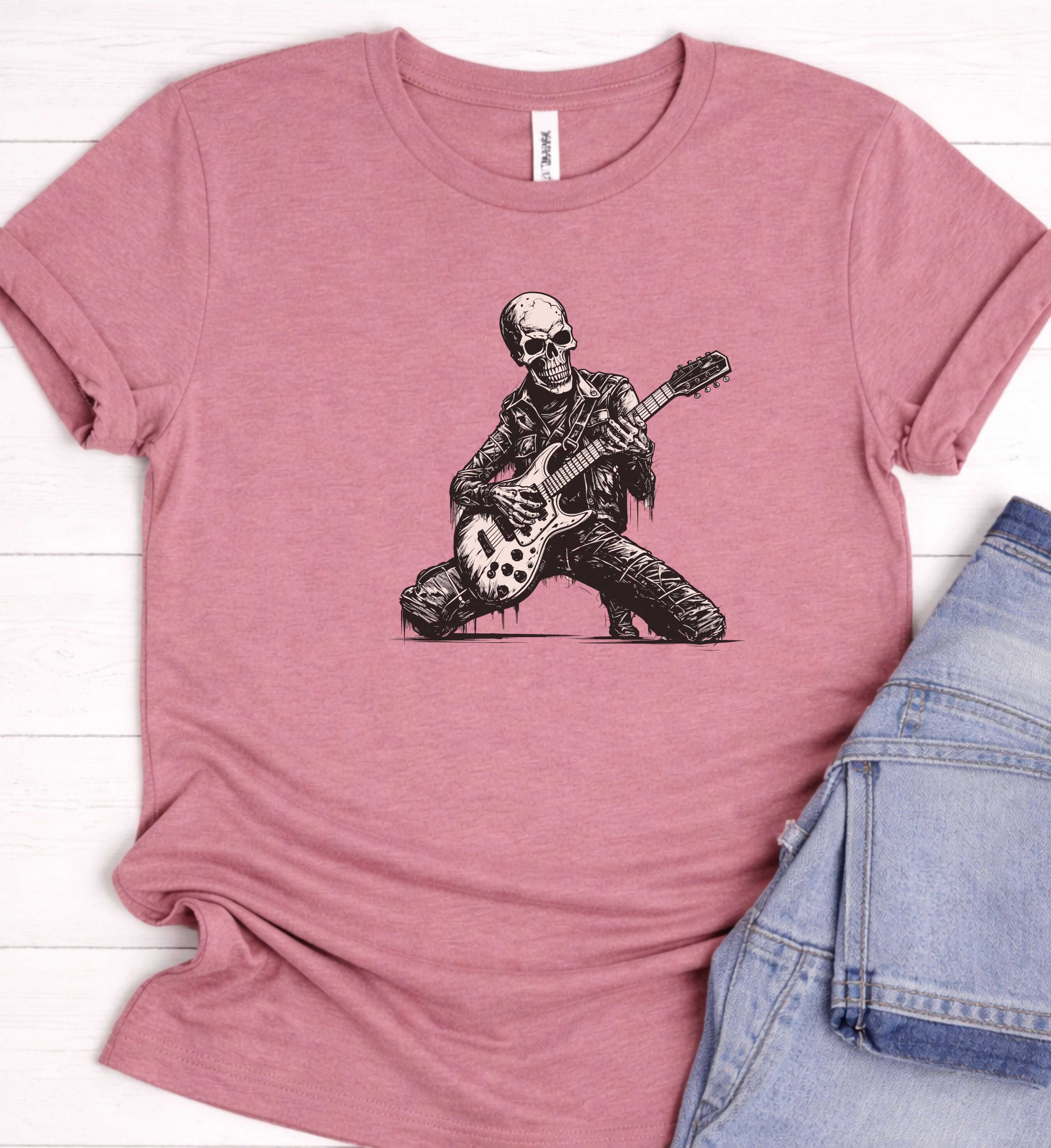 Skeleton Guitar Shirt – Skull Rock Music Tee