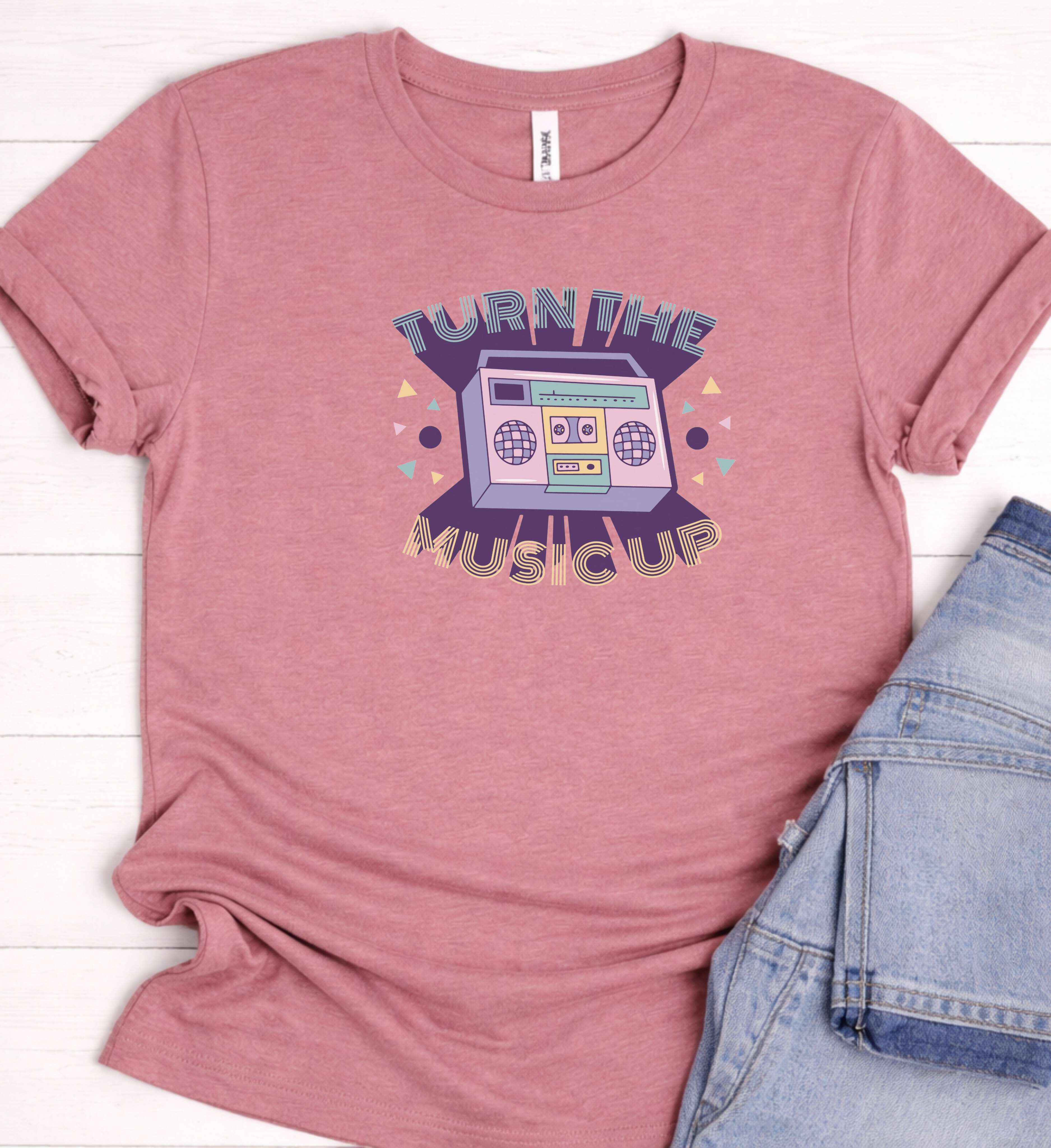 Turn The Music Up Shirt – Retro Boombox Tee