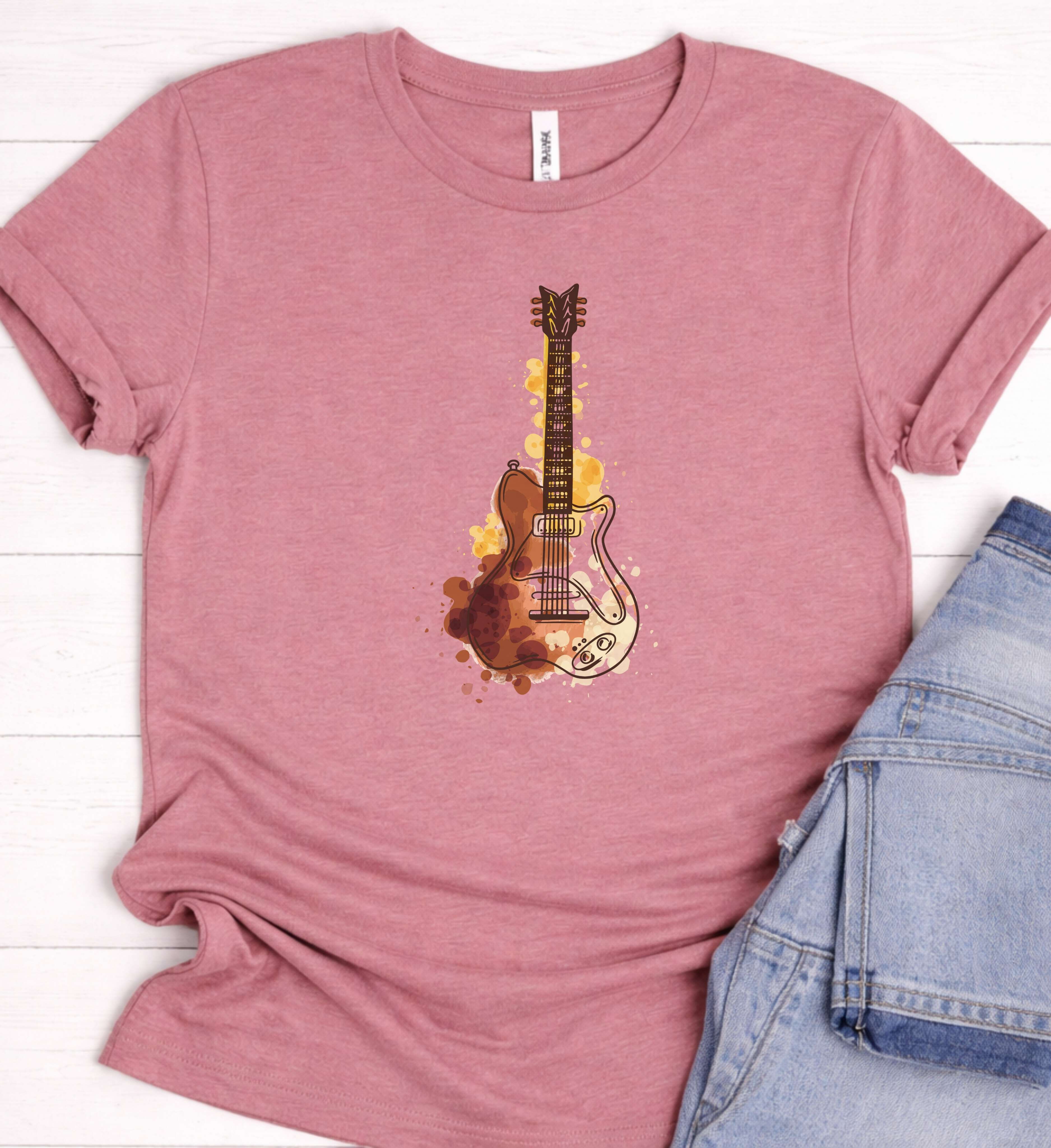 Guitar Art Shirt – Watercolor Electric Guitar Tee