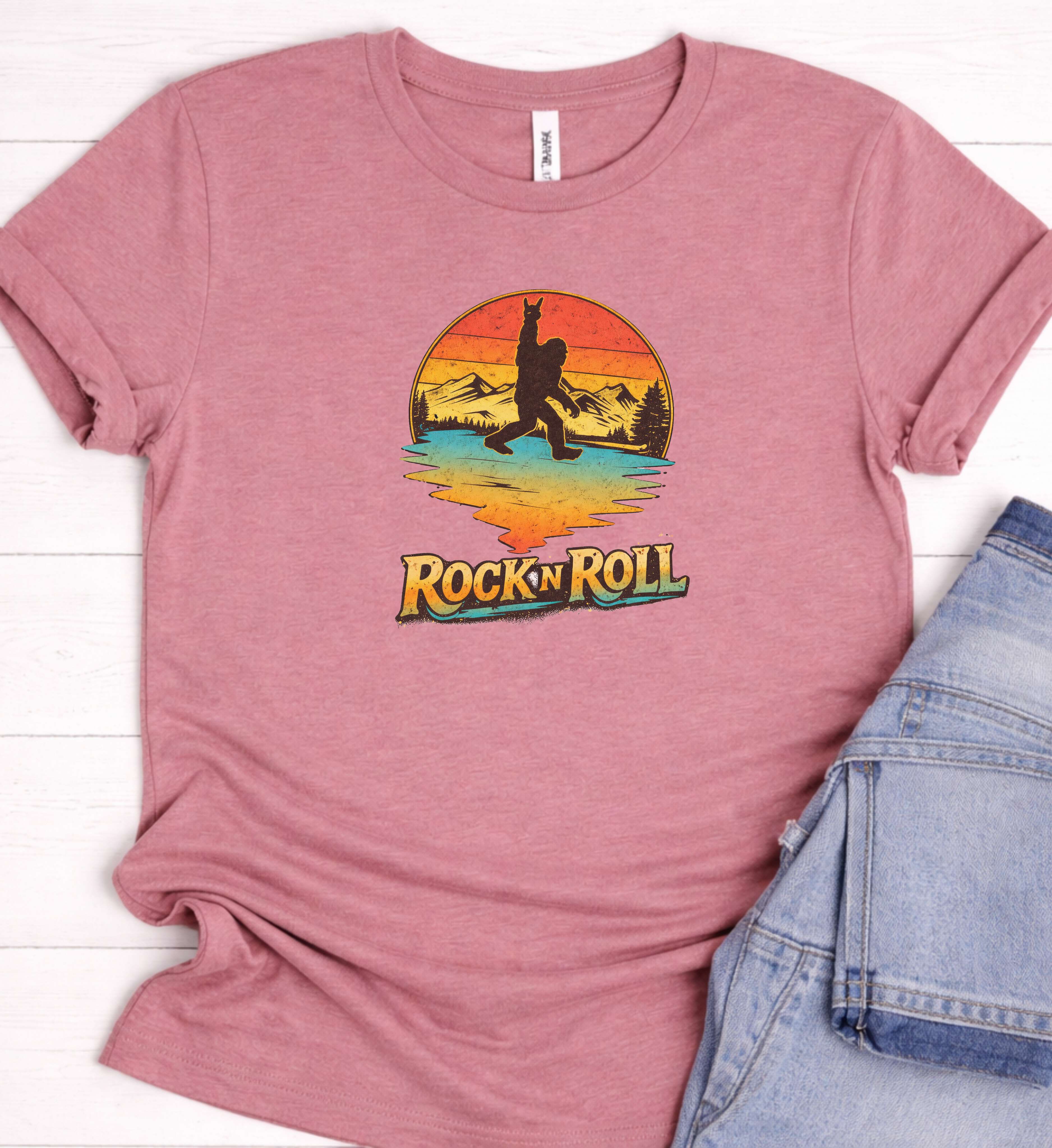 Bigfoot Rock n Roll Shirt – Vintage Sasquatch Guitar Tee