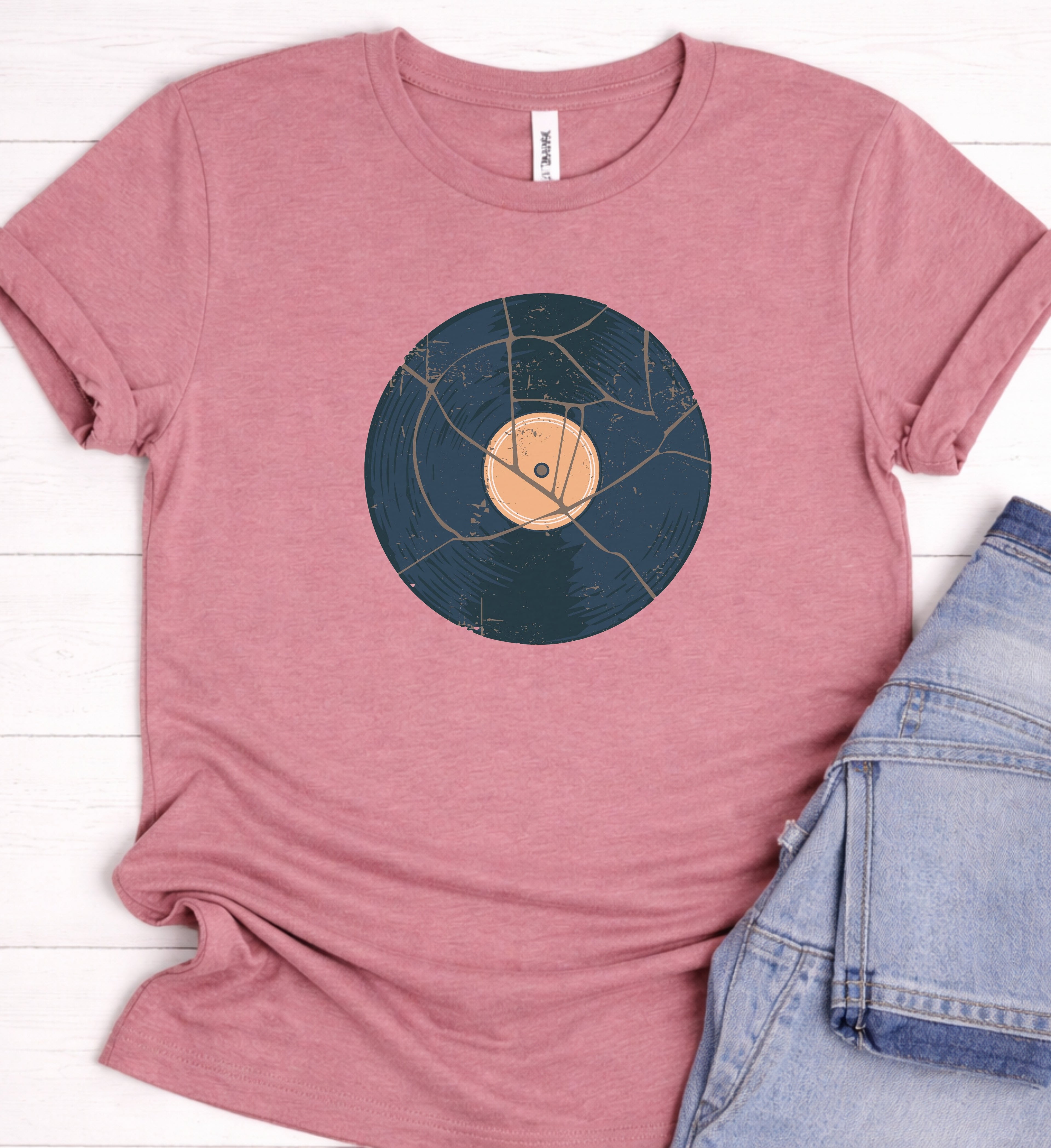 Vintage Vinyl Shirt – Retro Cracked Record Graphic Tee