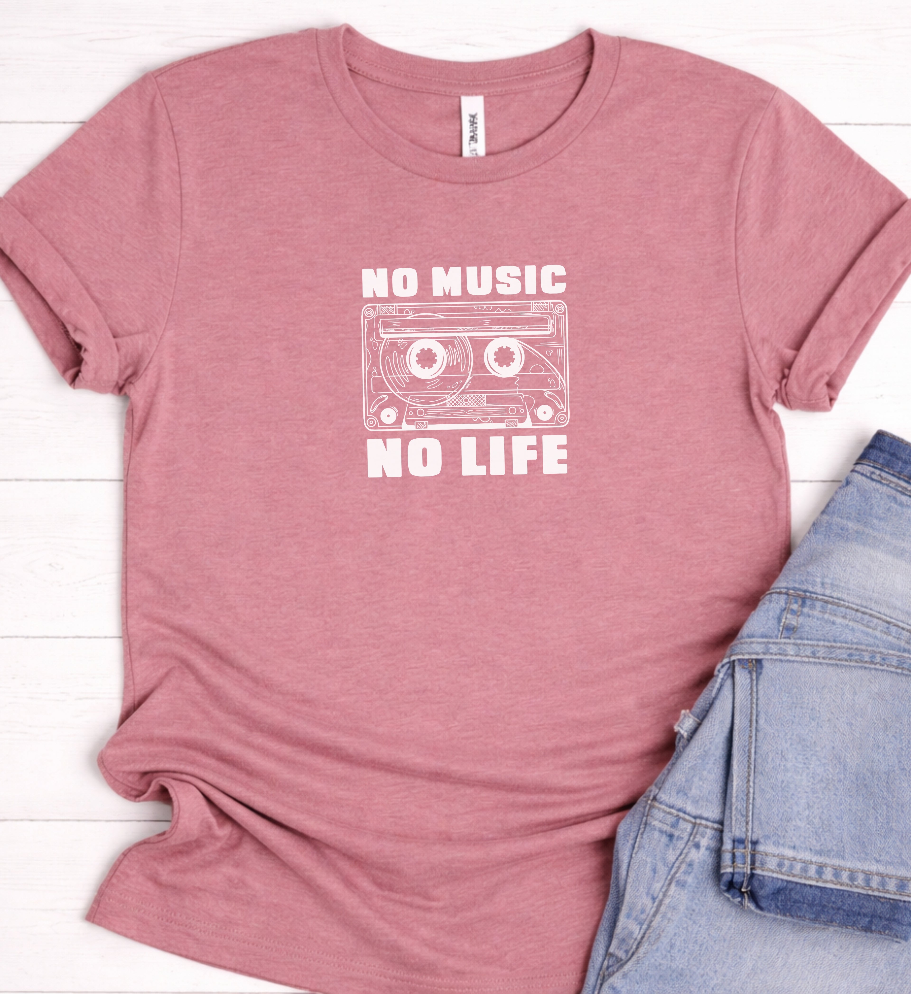 No Music No Life Shirt, Retro Cassette Graphic Tee