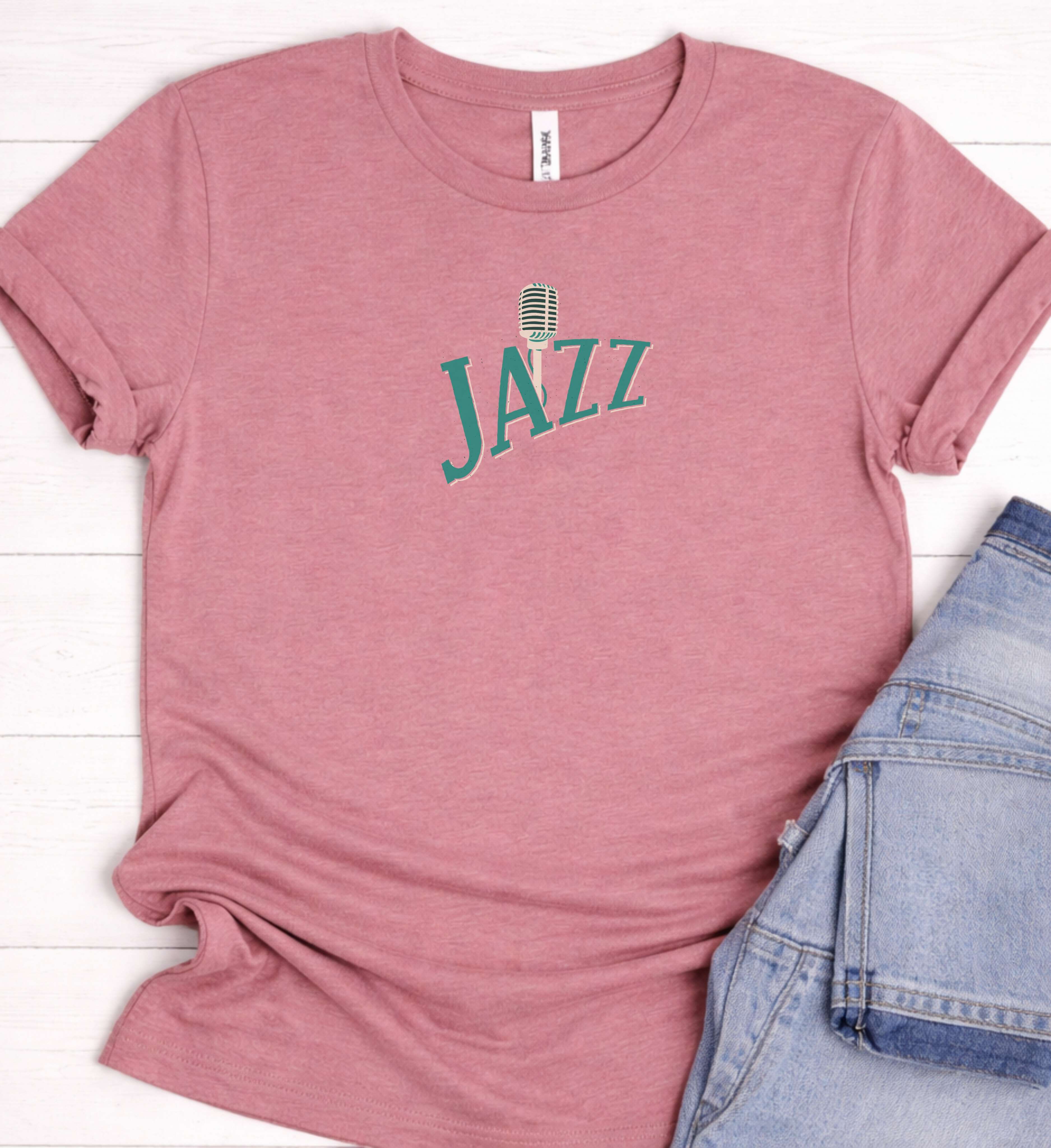 Minimal Jazz Typography Shirt – Vintage Mic Edition