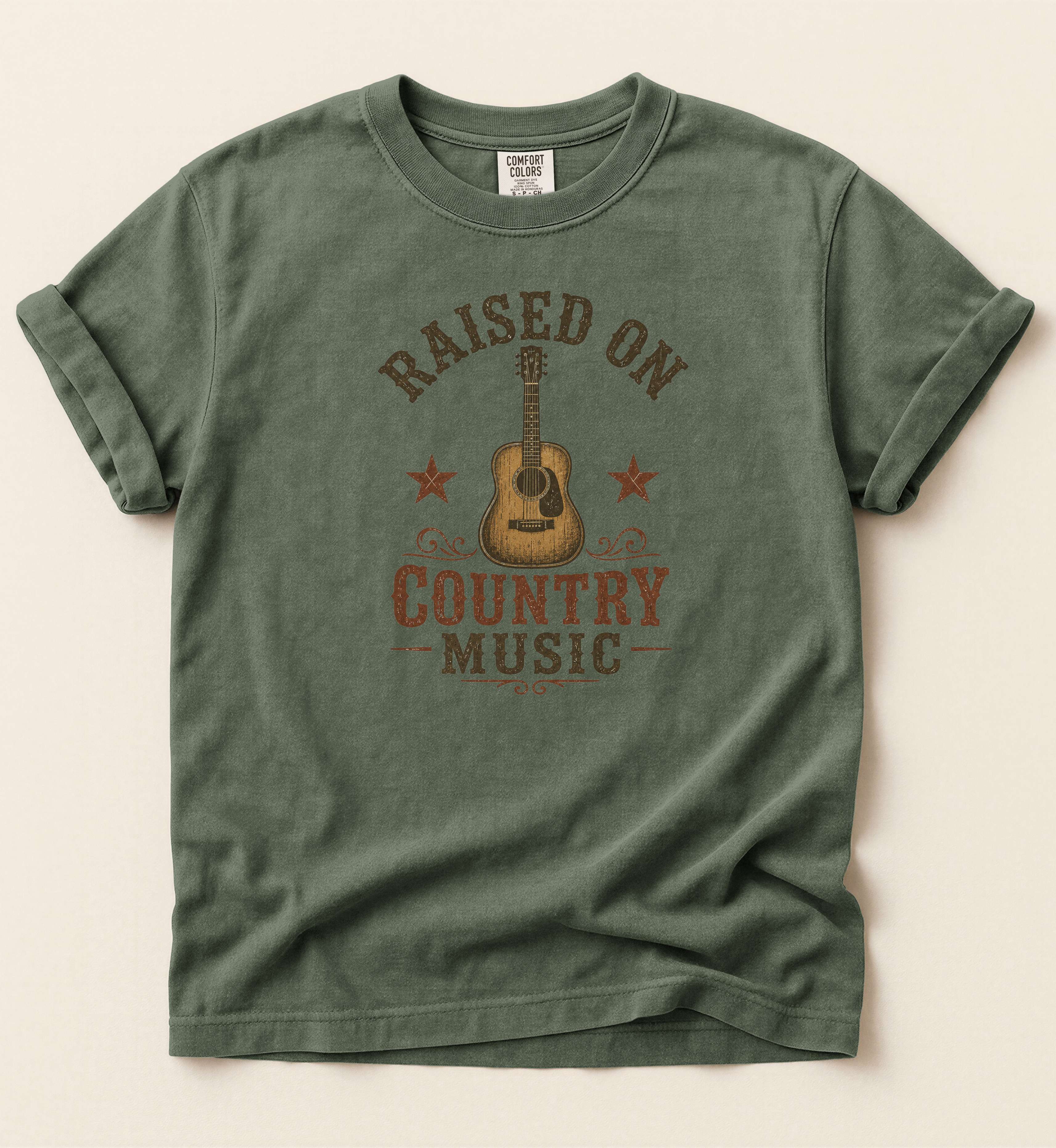 Raised On Country Music – Vintage Western Guitar Tee