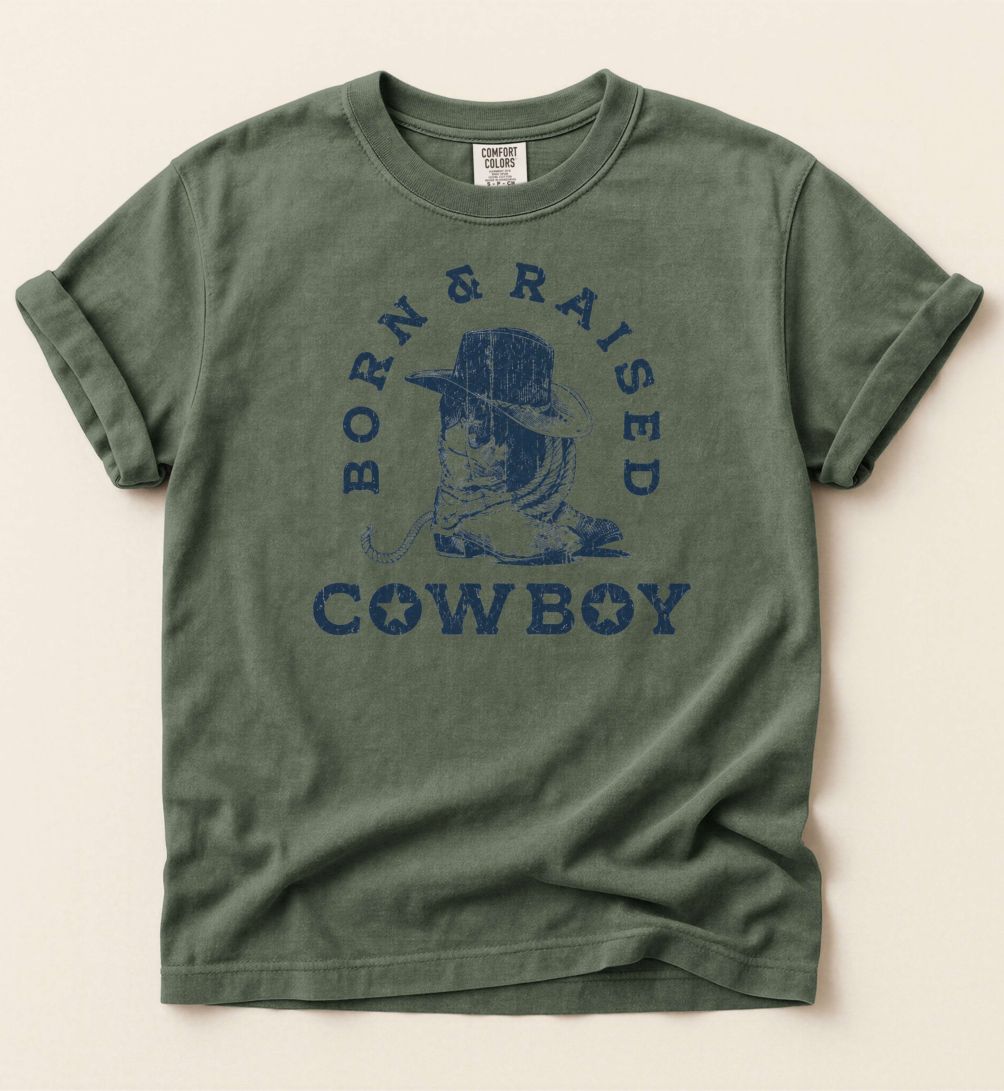 Born & Raised Cowboy – Western Heritage Tee