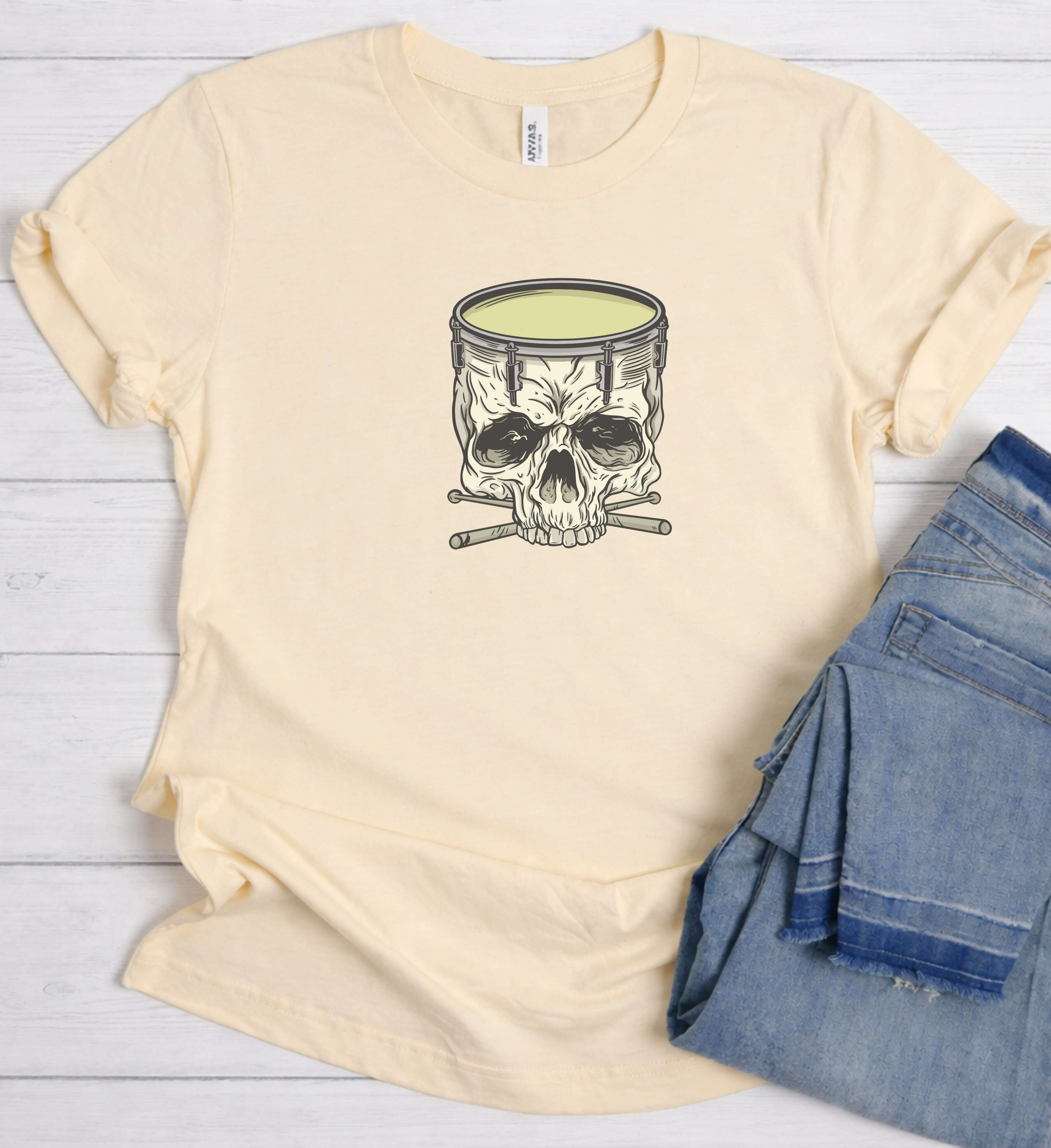 Skull Drum Shirt – Drummer Rock Graphic Tee