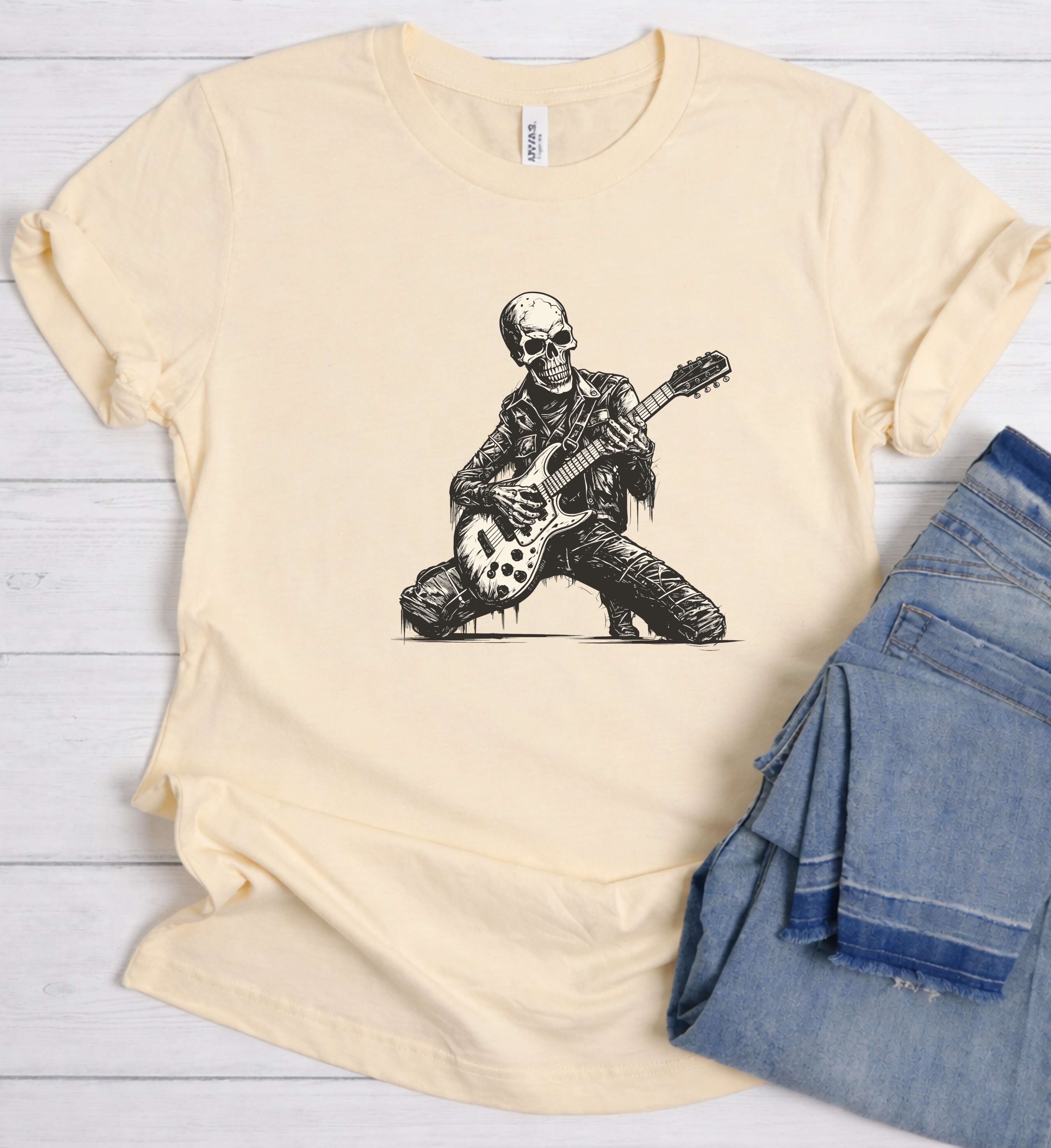 Skeleton Guitar Shirt – Skull Rock Music Tee