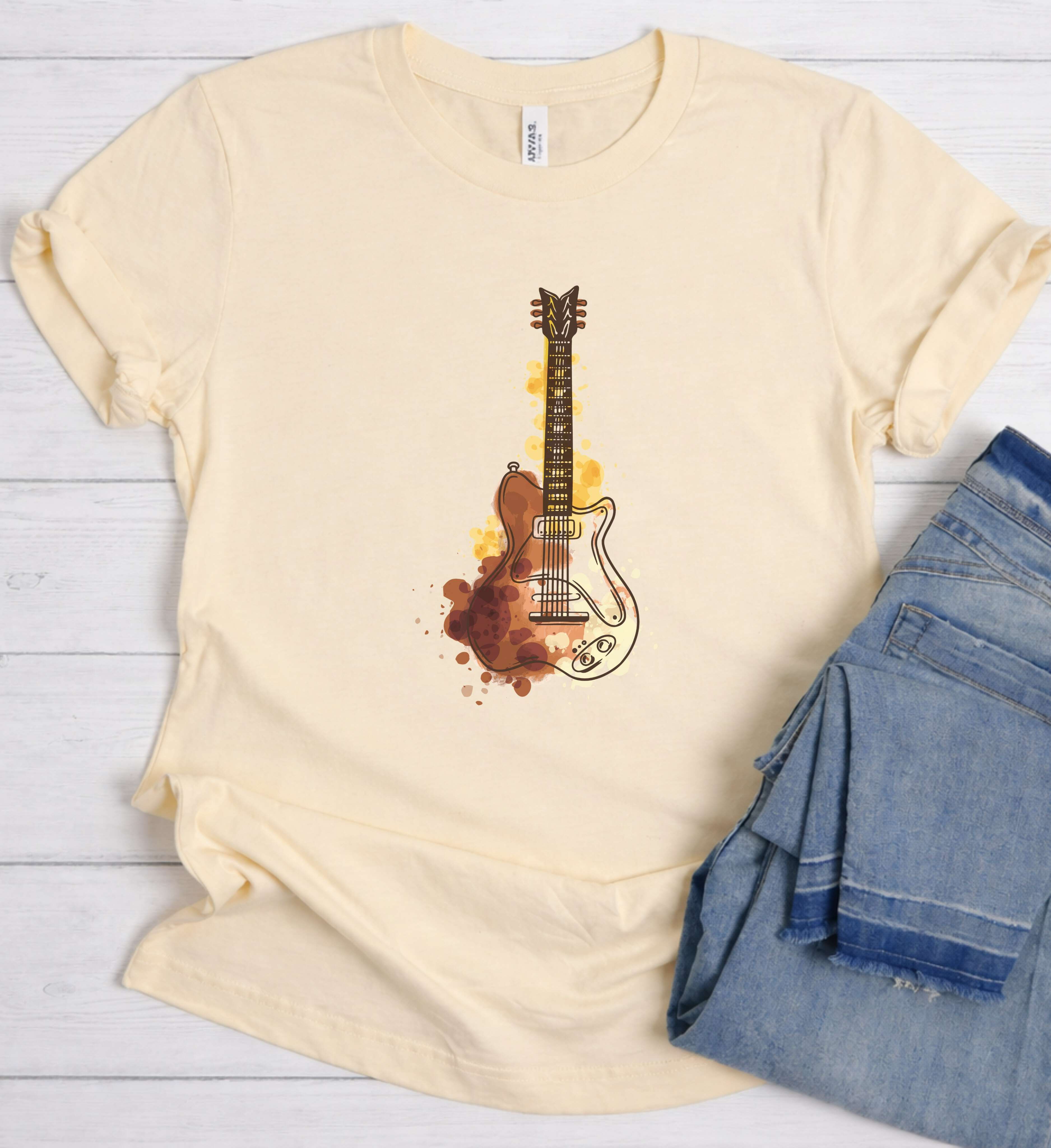 Guitar Art Shirt – Watercolor Electric Guitar Tee