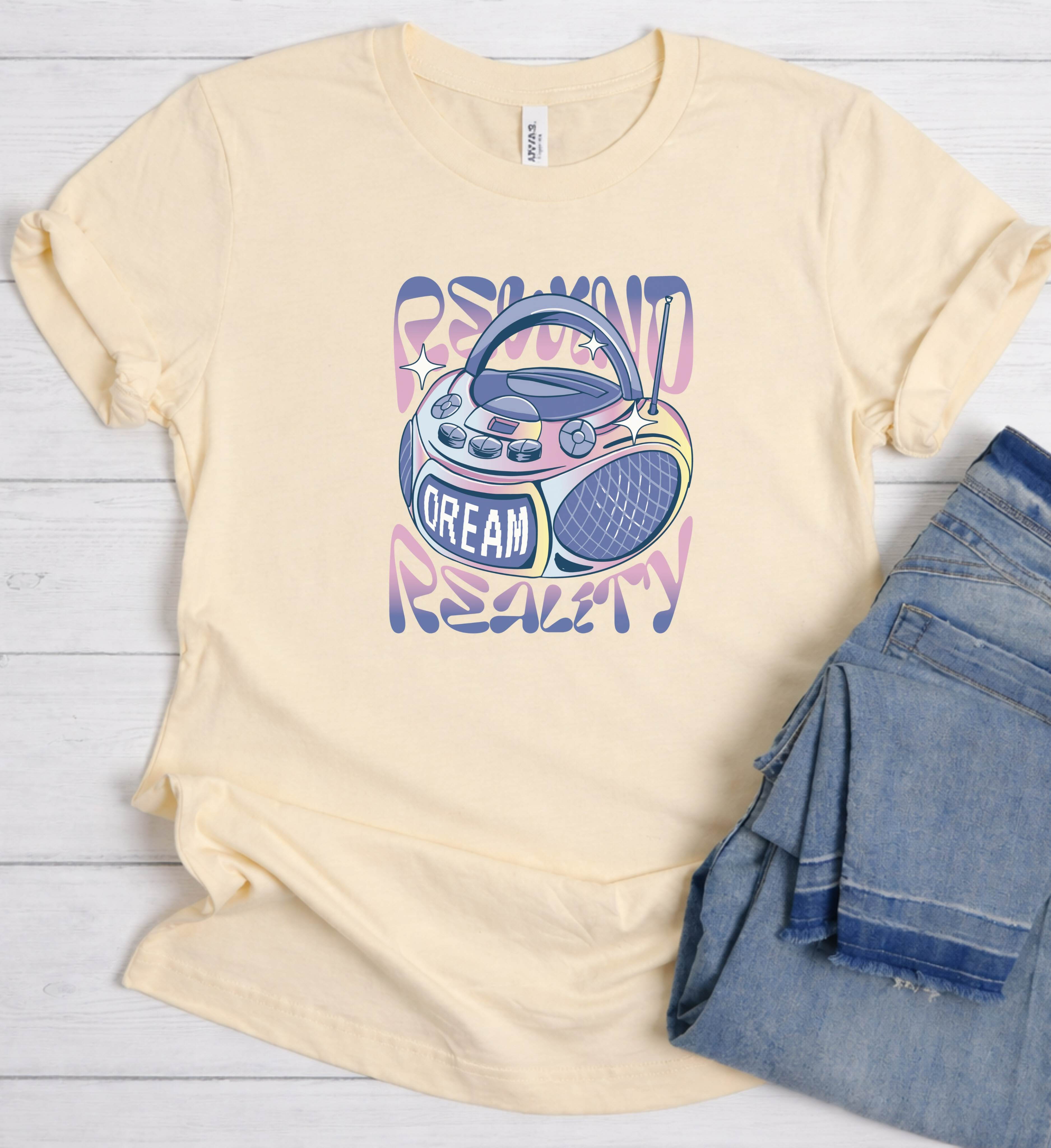Retro Music Shirt – Rewind Reality Boombox Tee