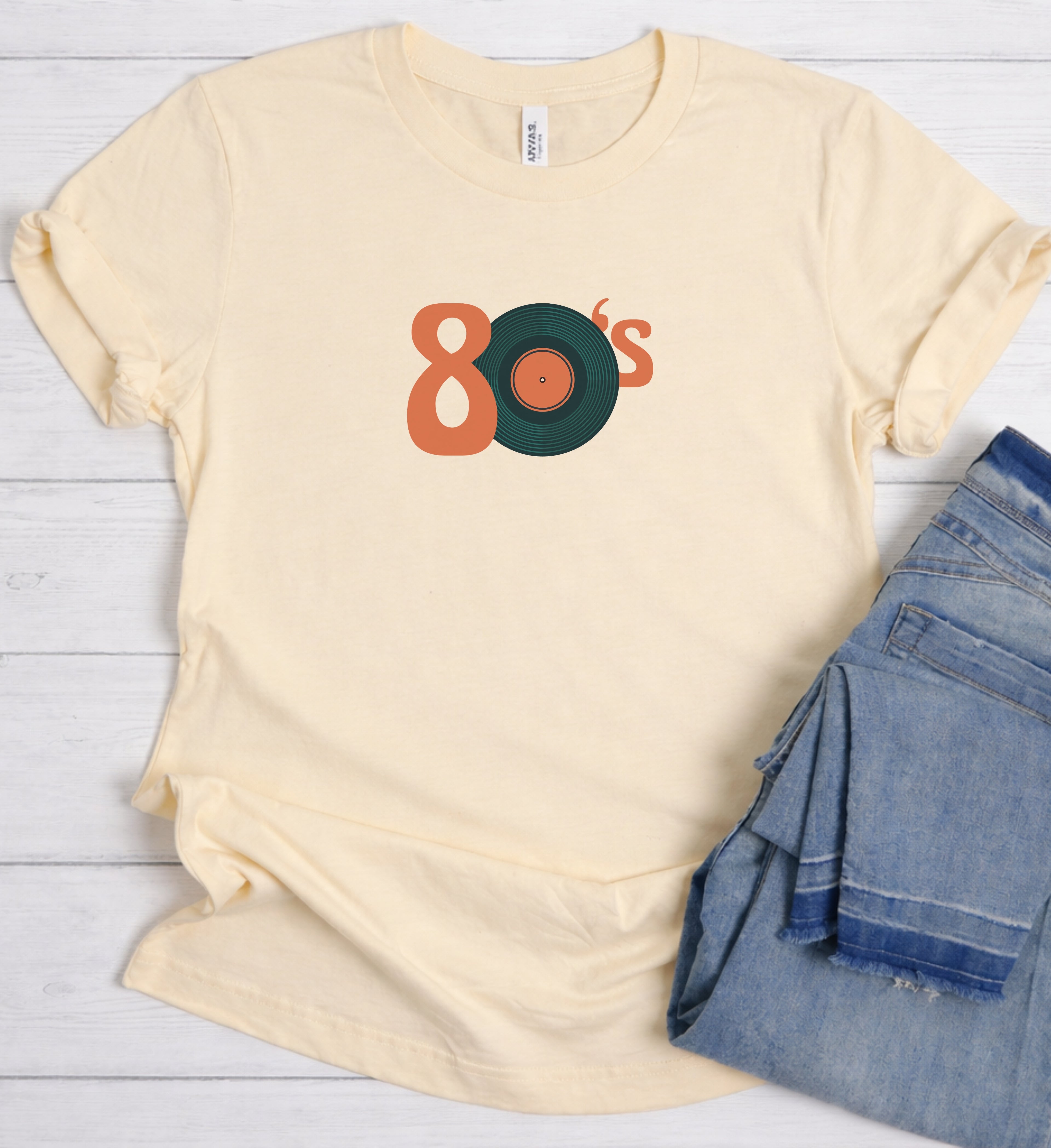 80s Retro Shirt – Minimal Vinyl Record Graphic Tee