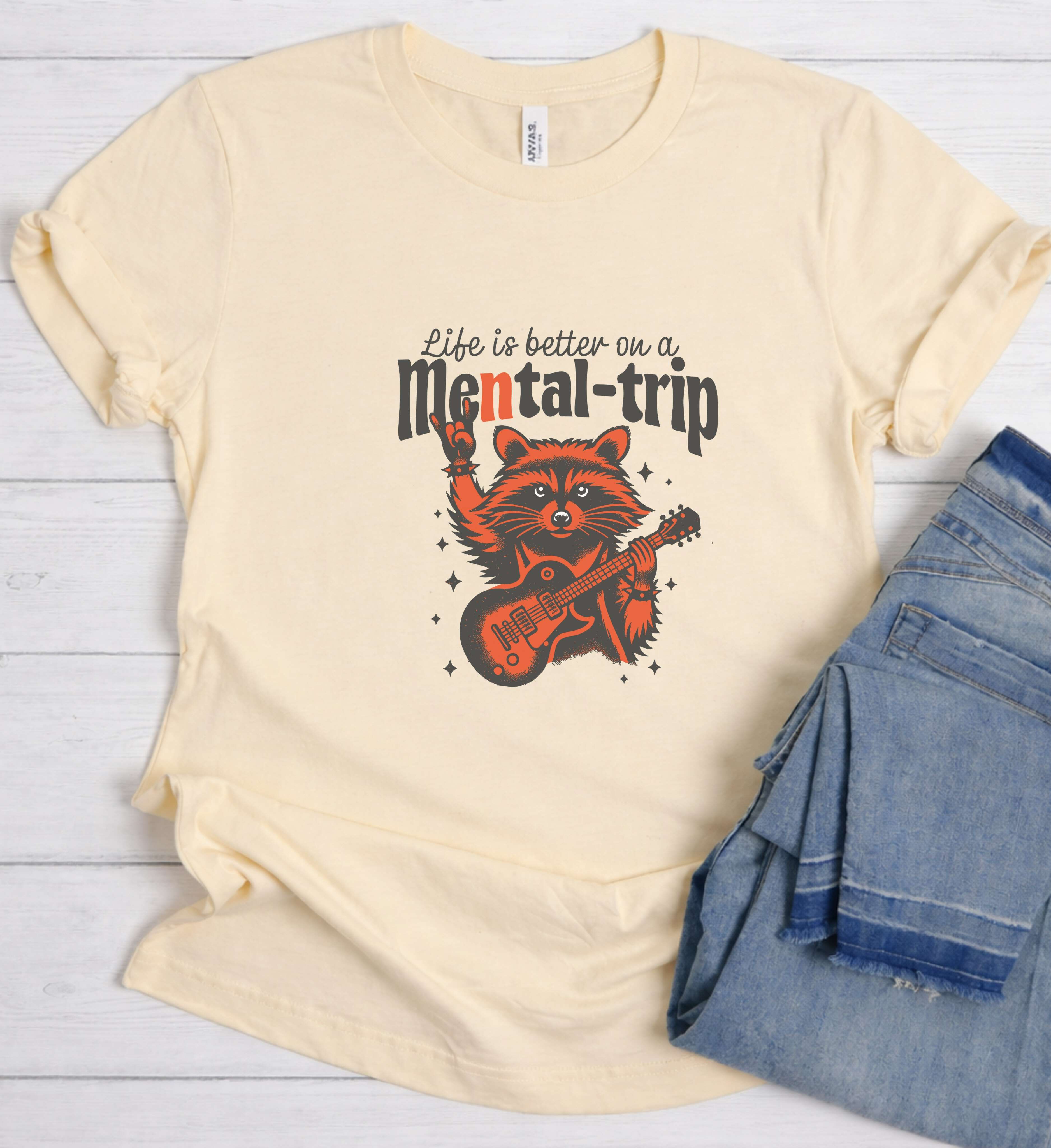 Funny Raccoon Guitar Shirt – Life Is Better On A Mental Trip