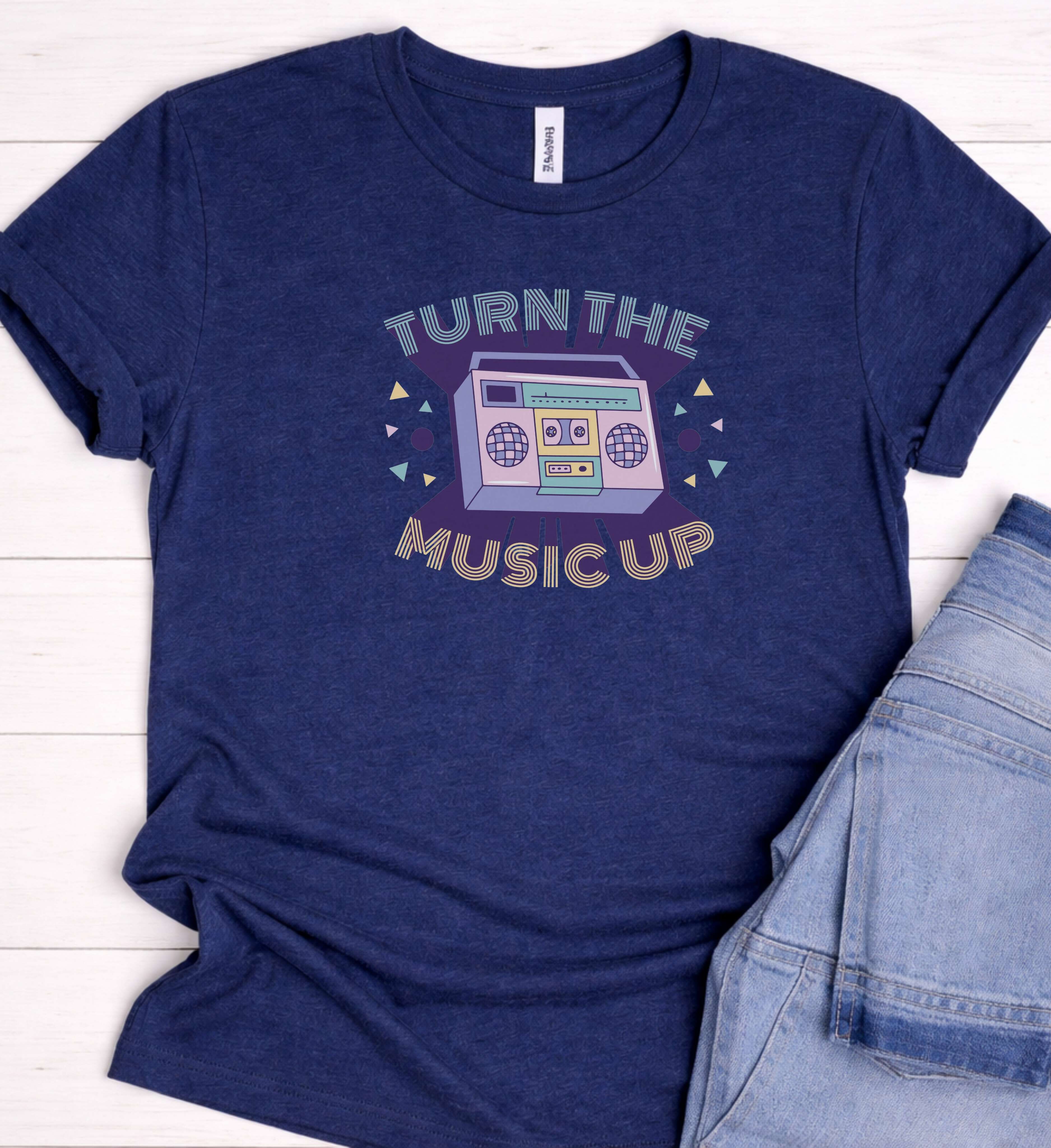 Turn The Music Up Shirt – Retro Boombox Tee