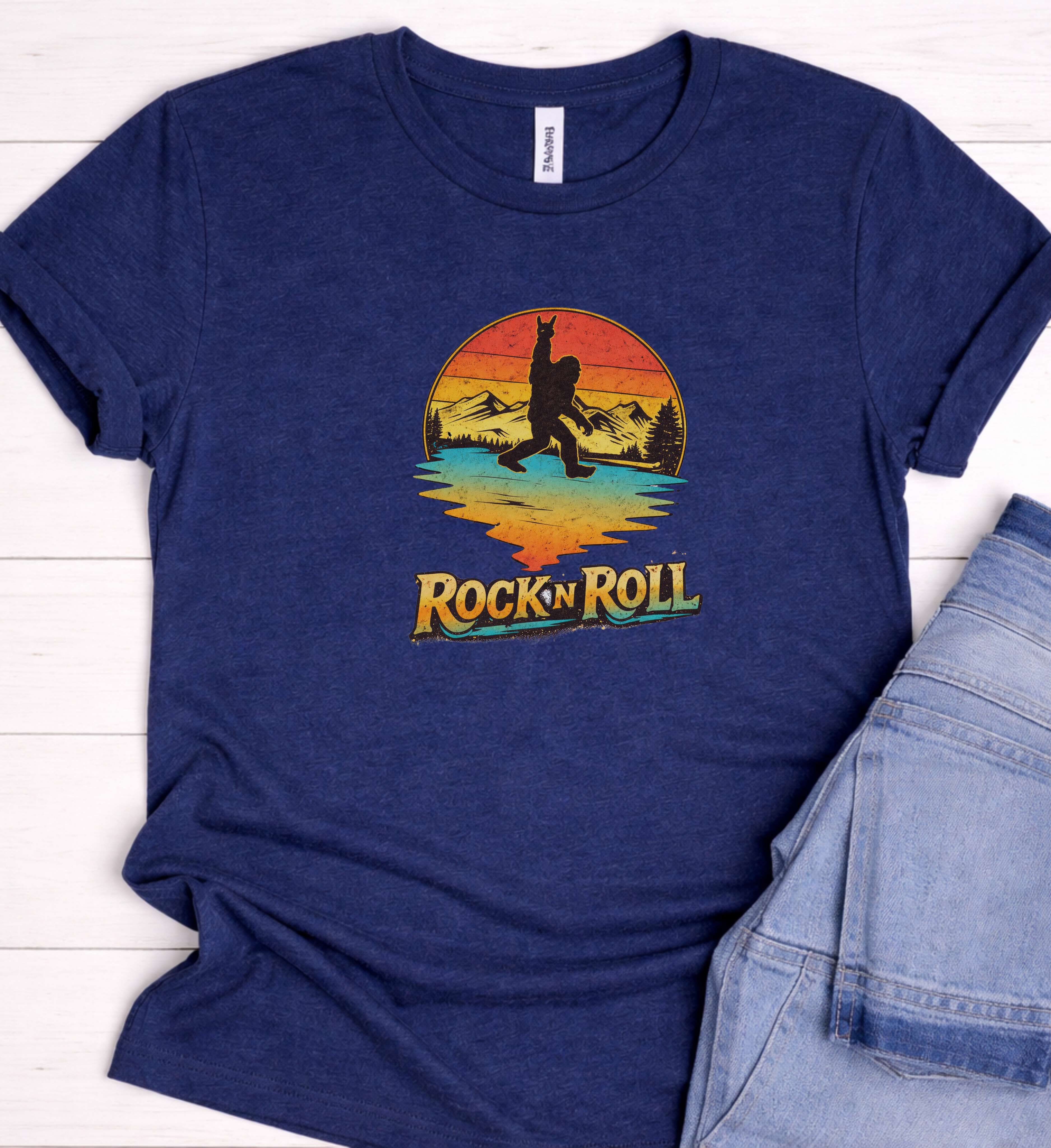 Bigfoot Rock n Roll Shirt – Vintage Sasquatch Guitar Tee