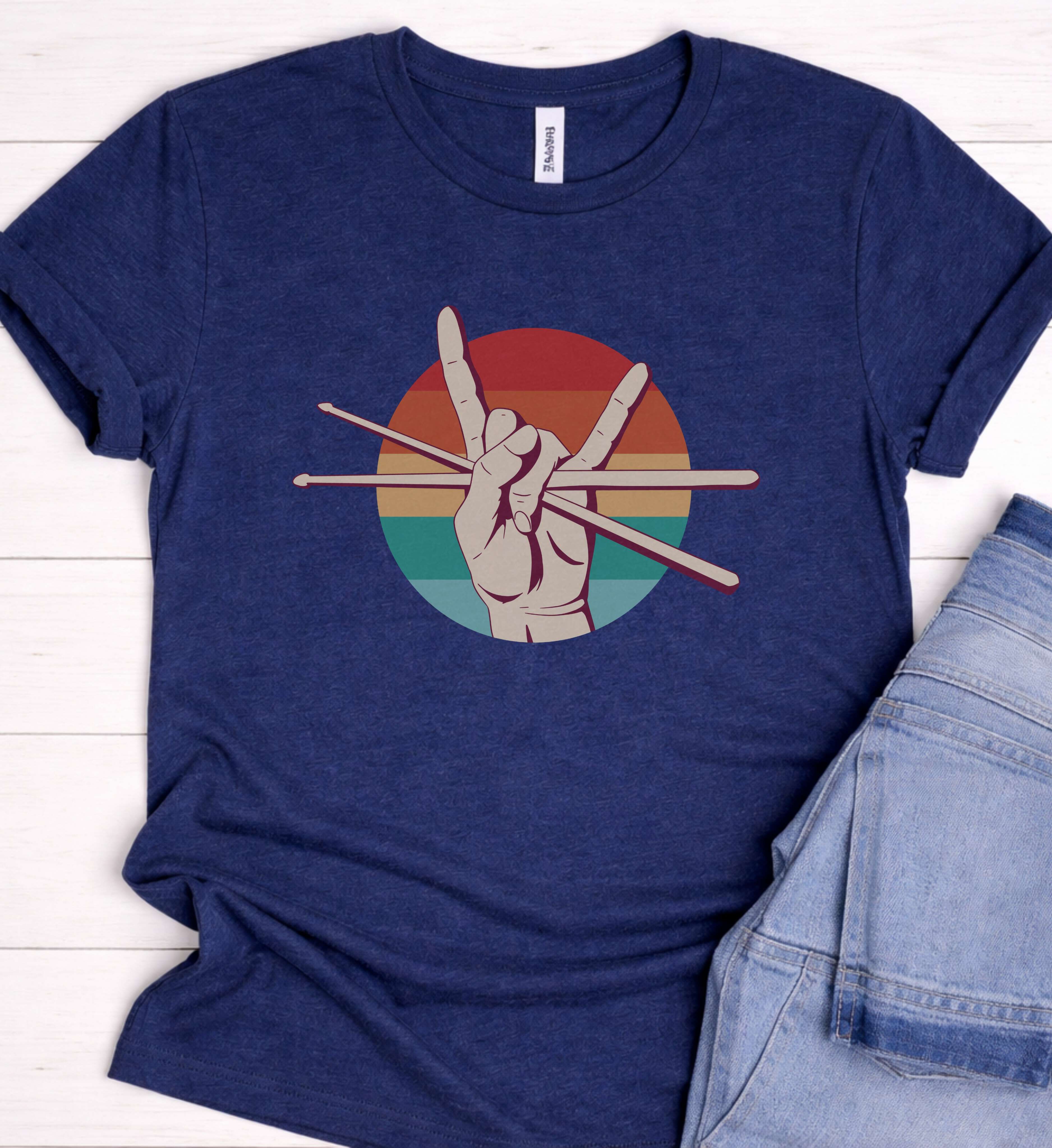 Drummer Rock Sign Shirt – Drumsticks Edition