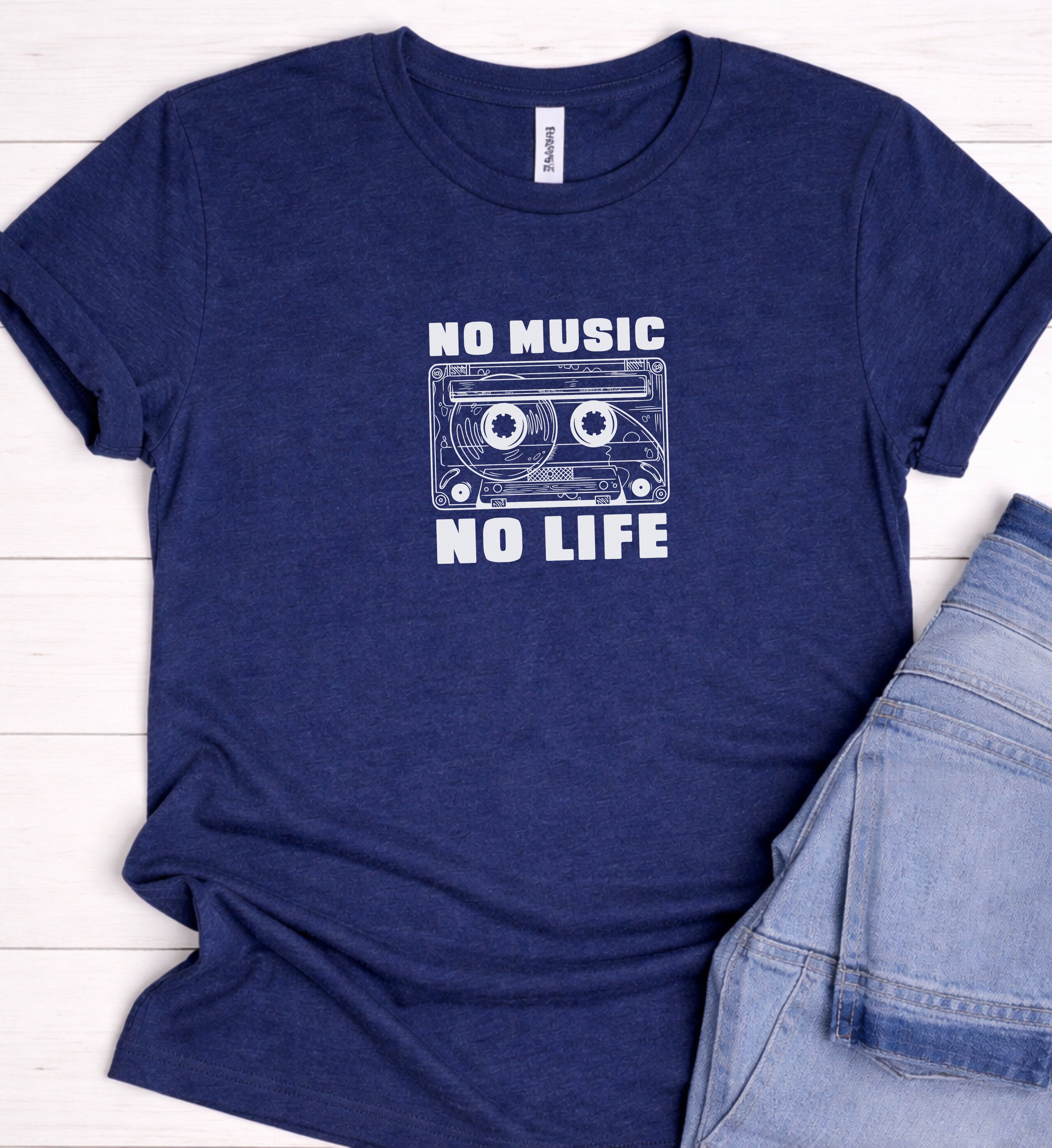 No Music No Life Shirt, Retro Cassette Graphic Tee