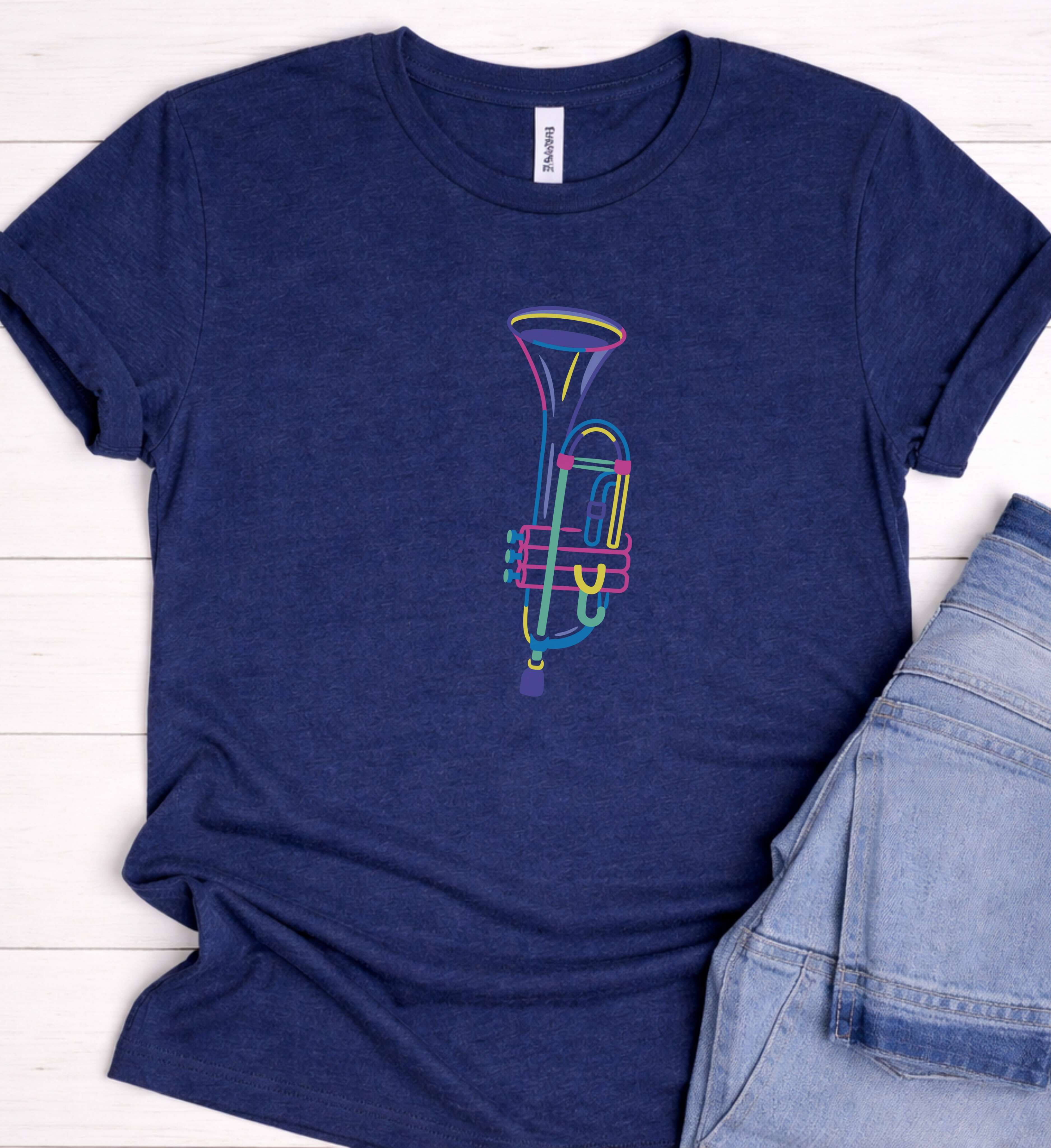 Minimal Trumpet Shirt – Modern Music Graphic Tee