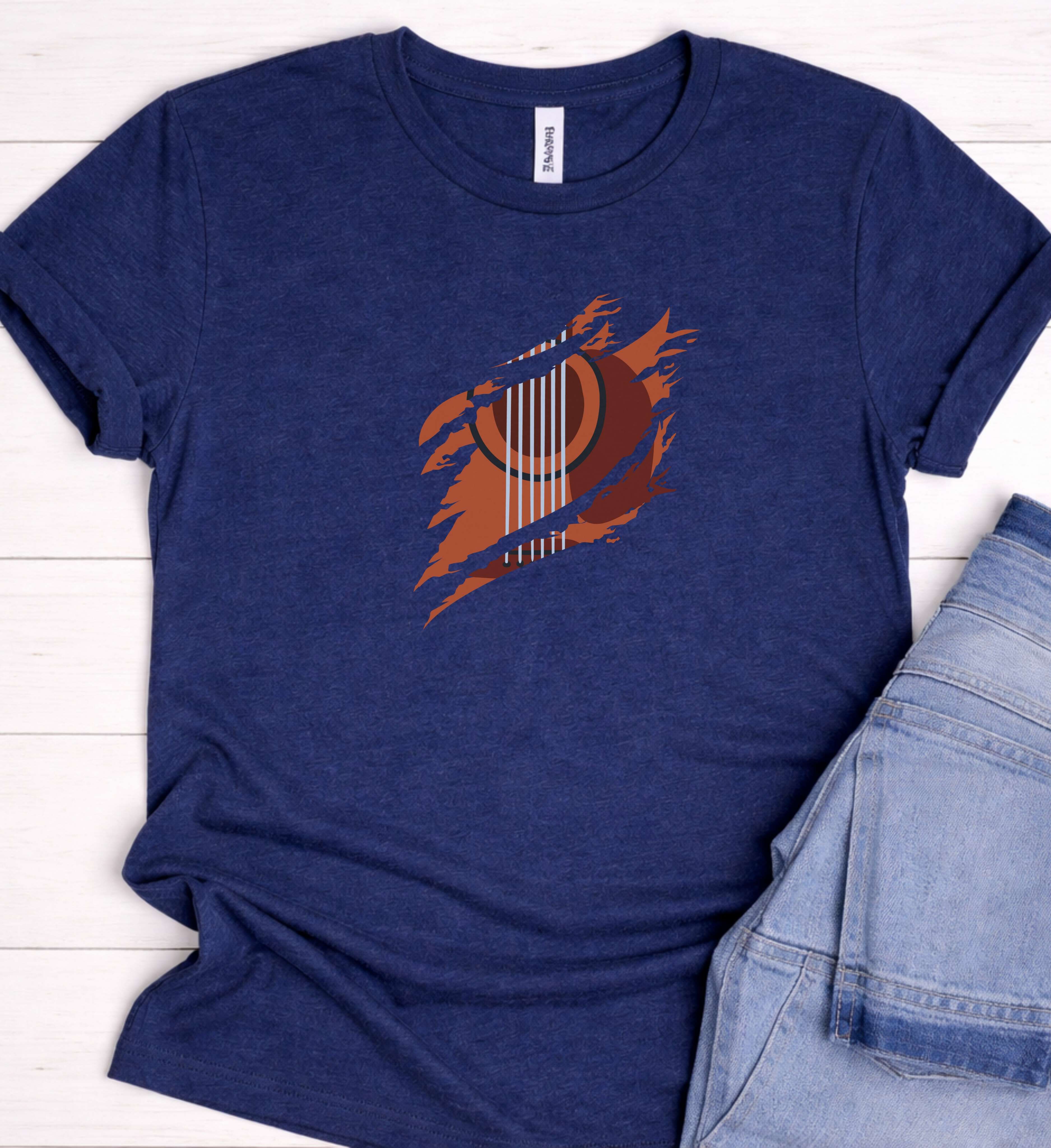 Minimal Guitar Shirt – Acoustic Music Graphic Tee