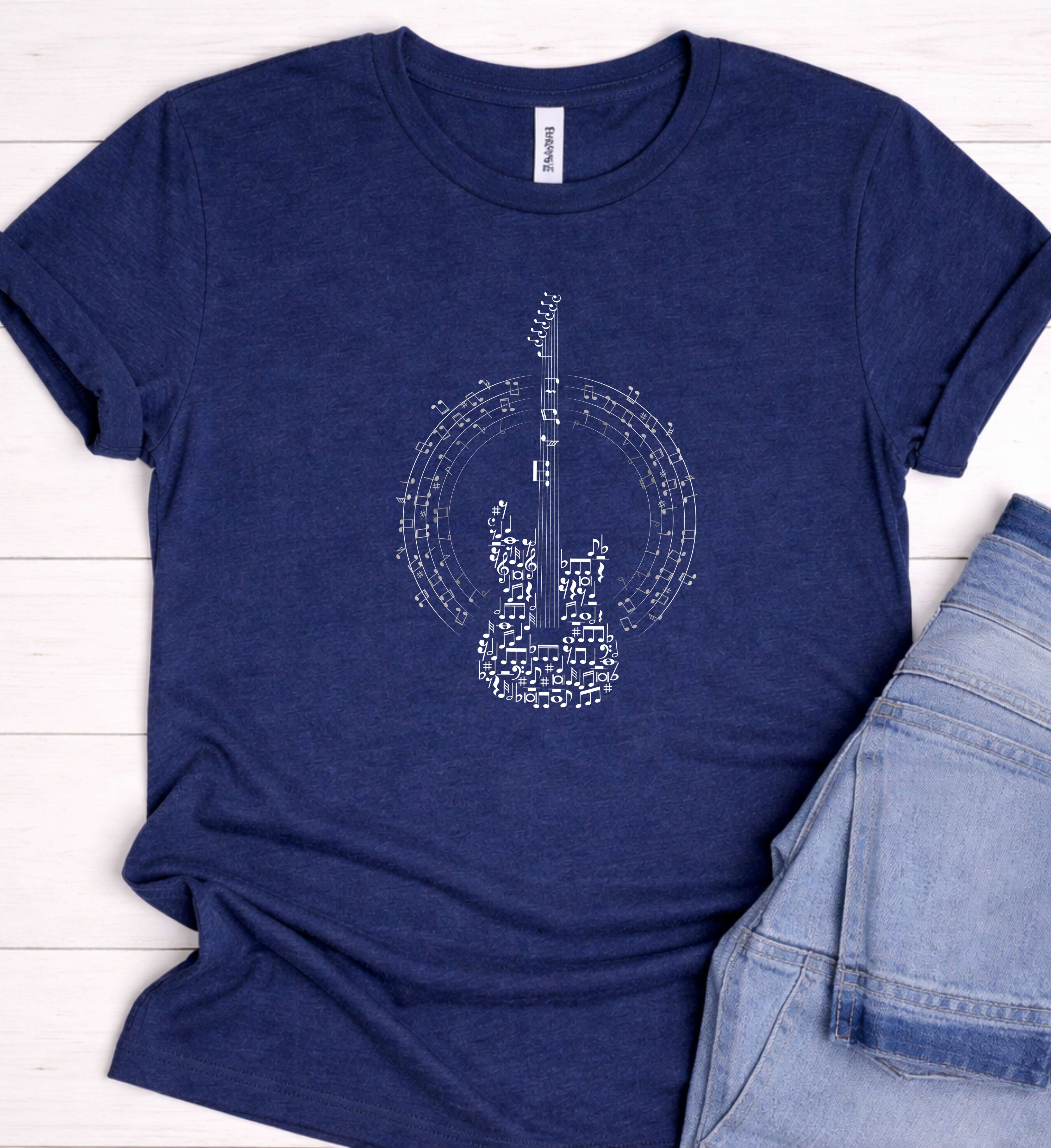 Music Notes Guitar Shirt – Artistic Music Tee