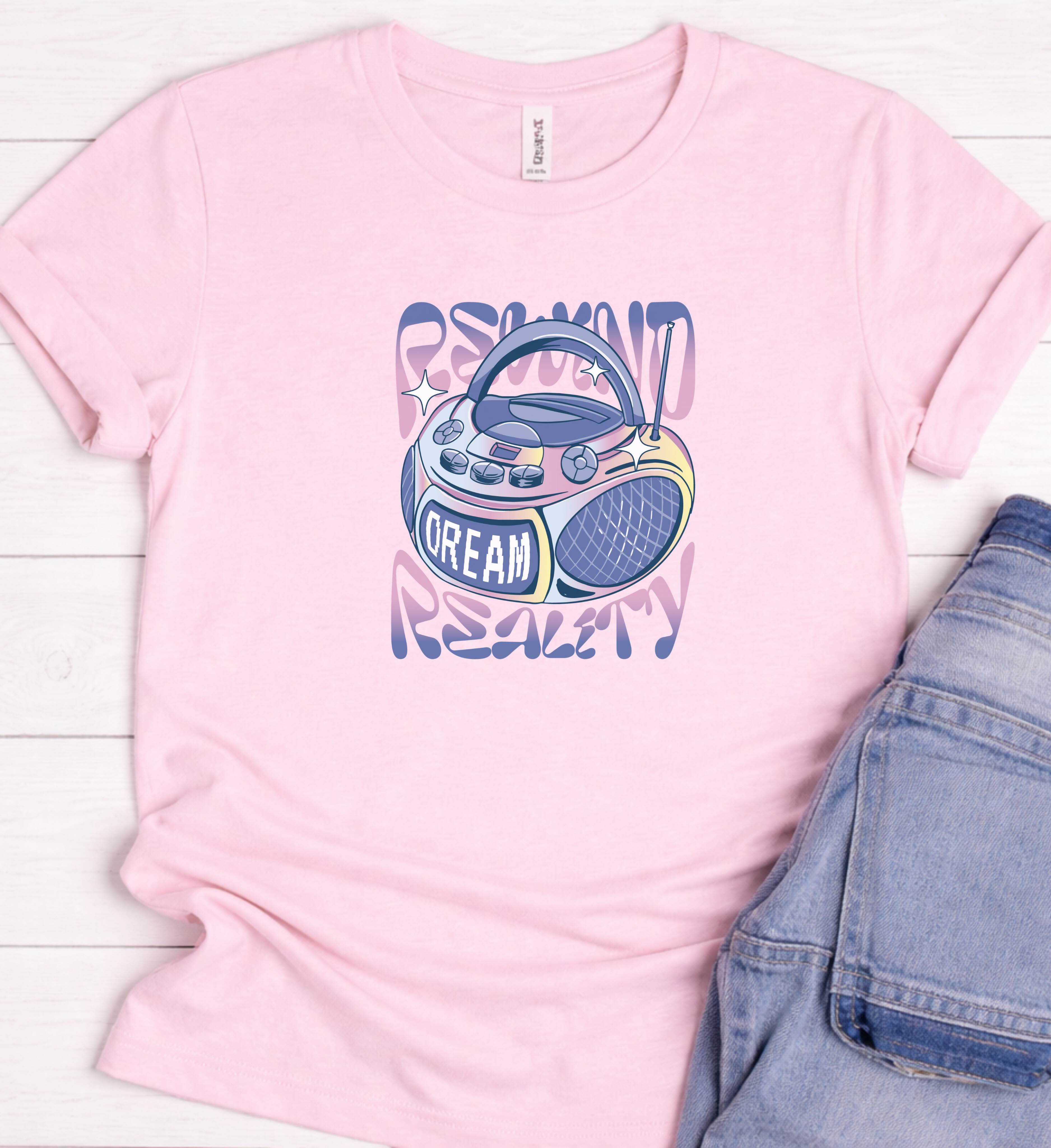 Retro Music Shirt – Rewind Reality Boombox Tee