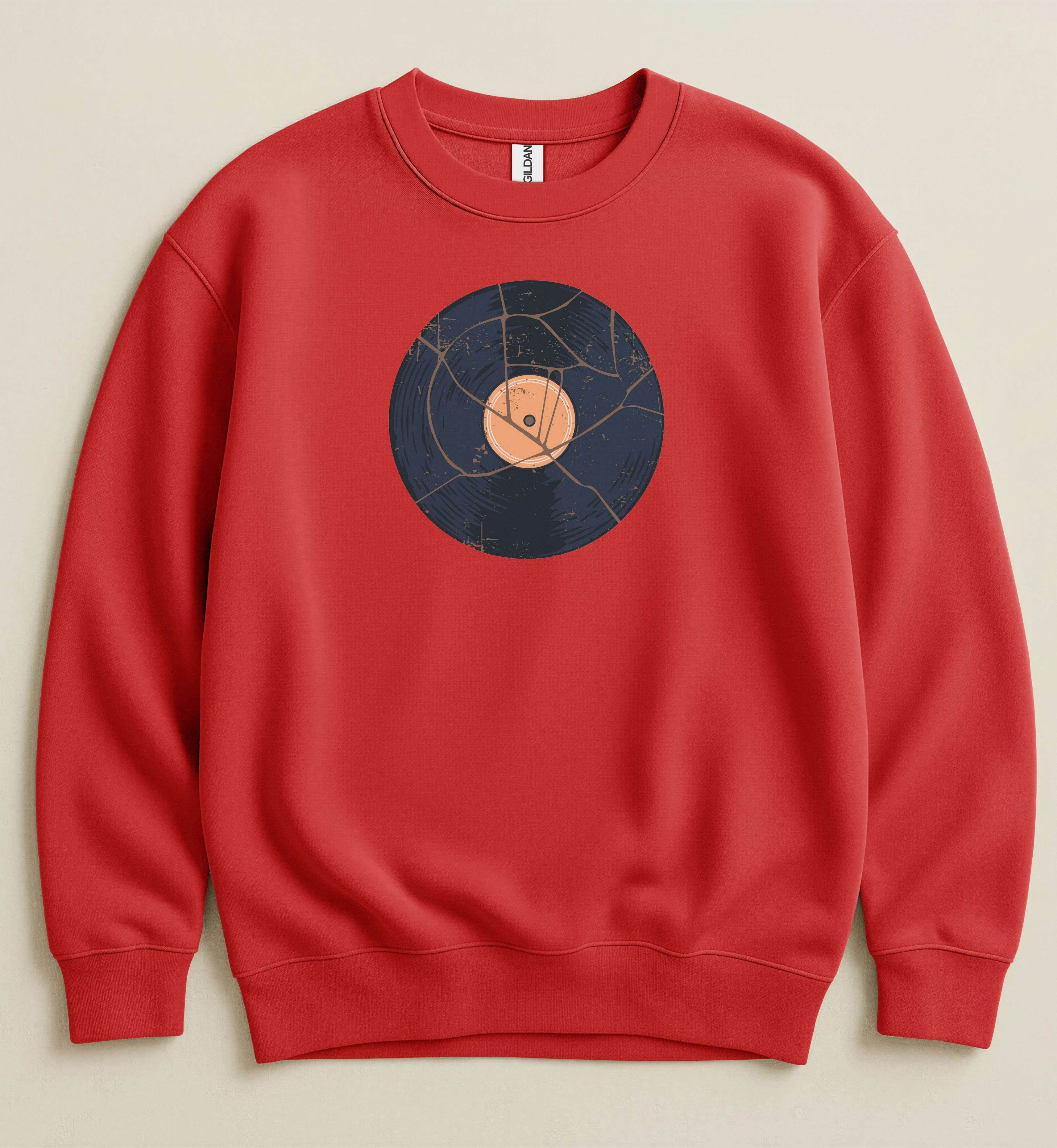 Broken Vinyl Crewneck Sweatshirt – Vintage Music Graphic
