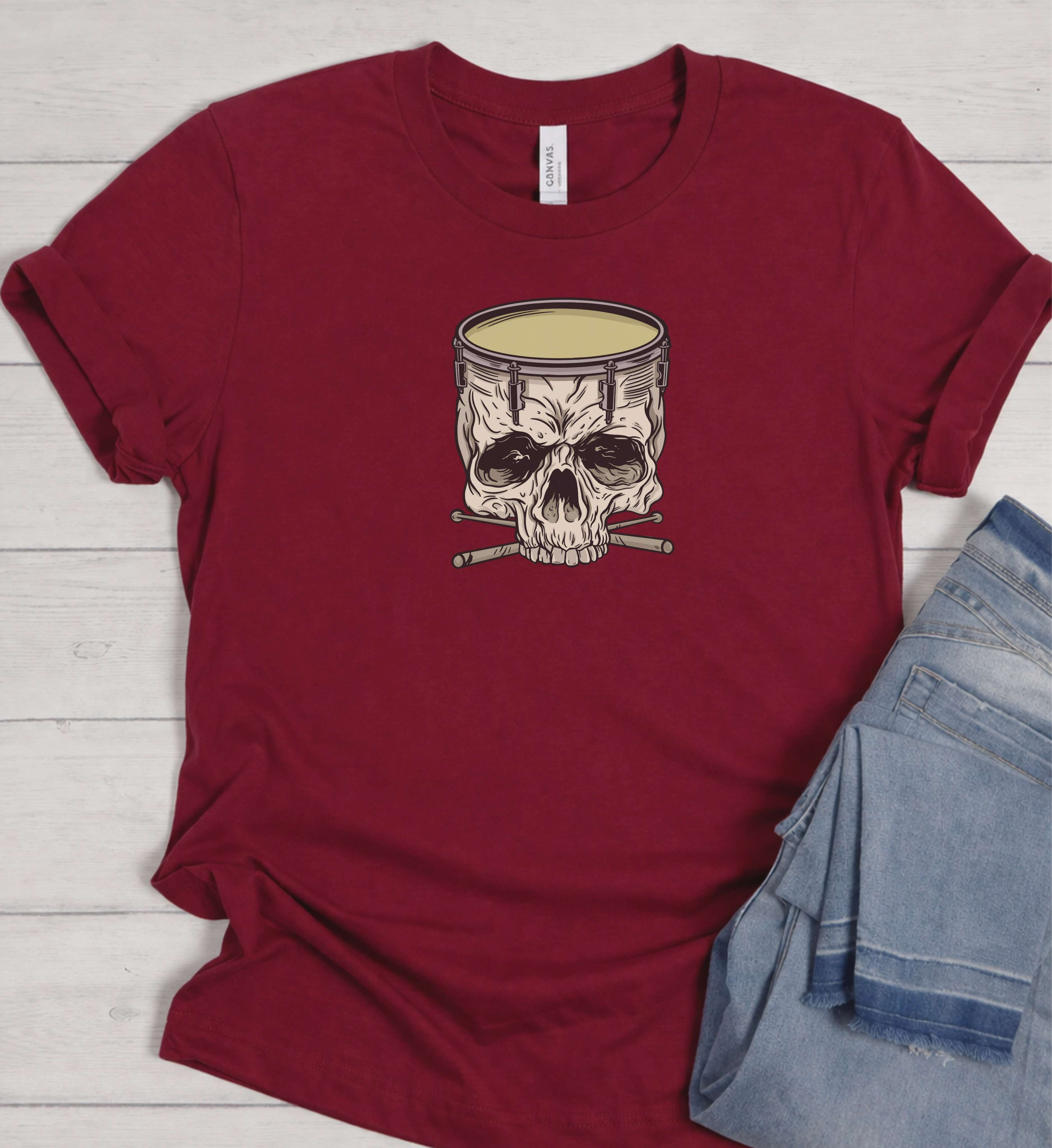 Skull Drum Shirt – Drummer Rock Graphic Tee