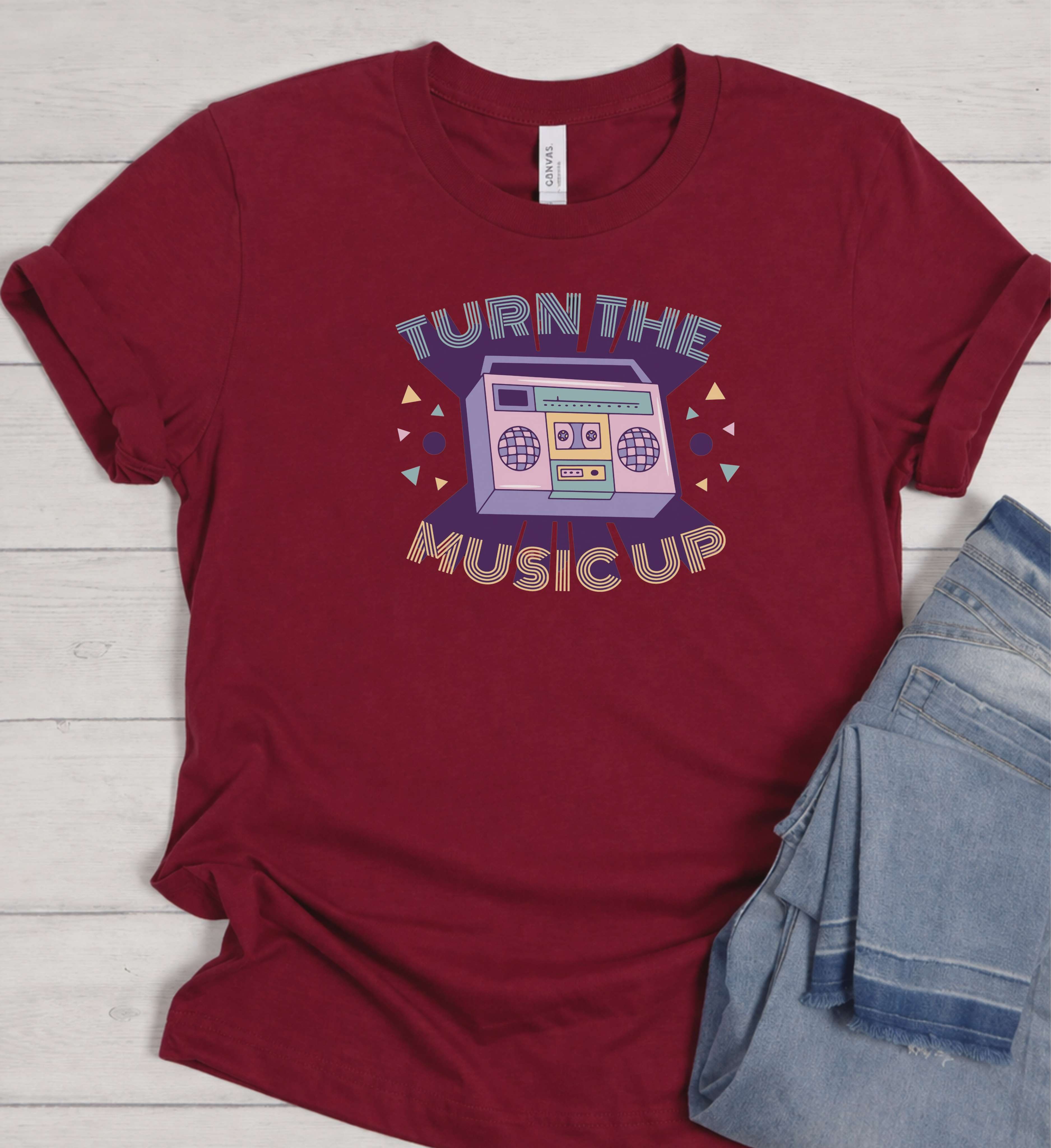 Turn The Music Up Shirt – Retro Boombox Tee
