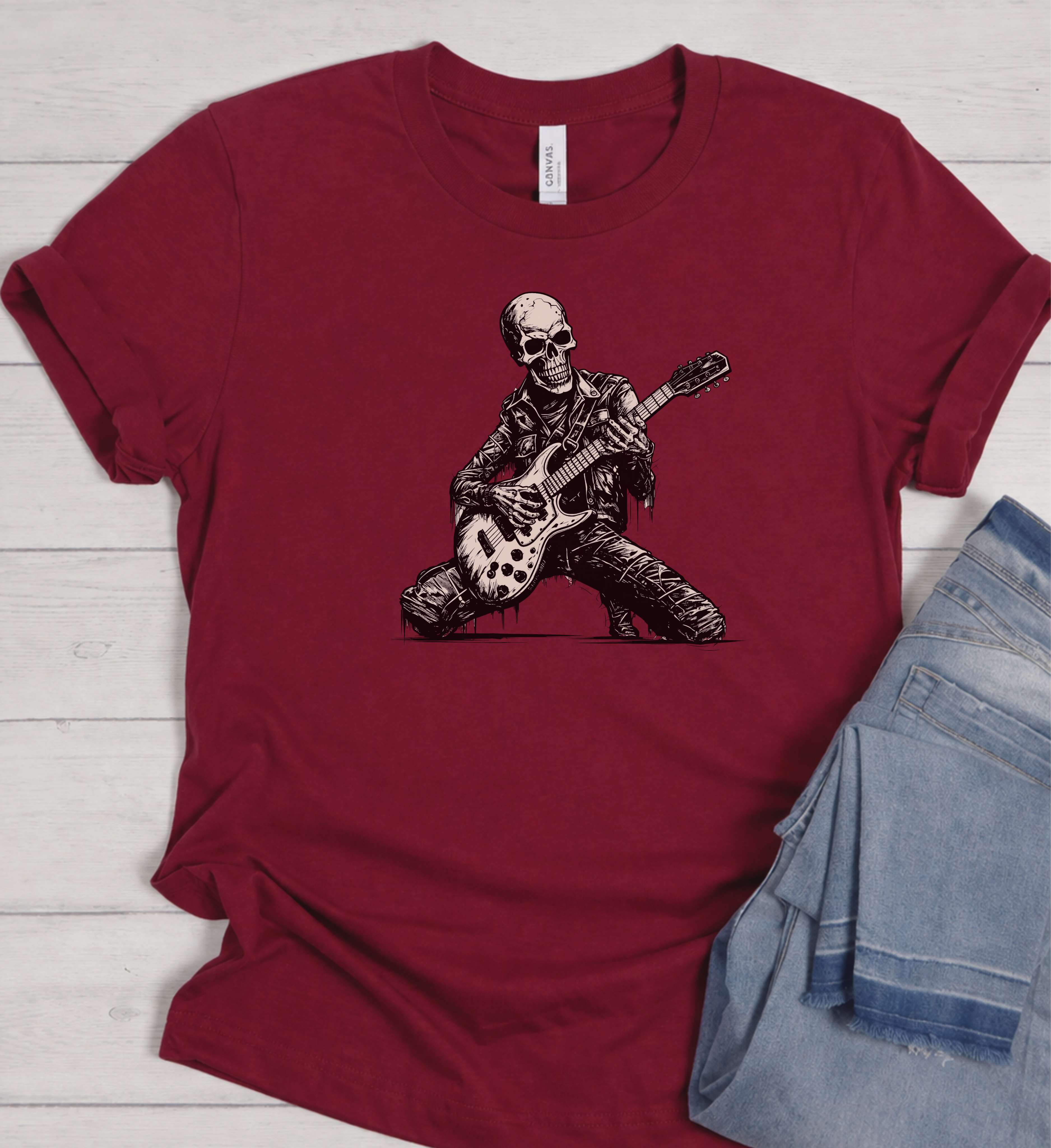 Skeleton Guitar Shirt – Skull Rock Music Tee