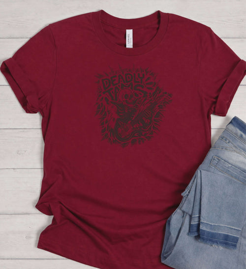 Deadly Jams Skull Guitar Shirt – Heavy Metal Rock Tee