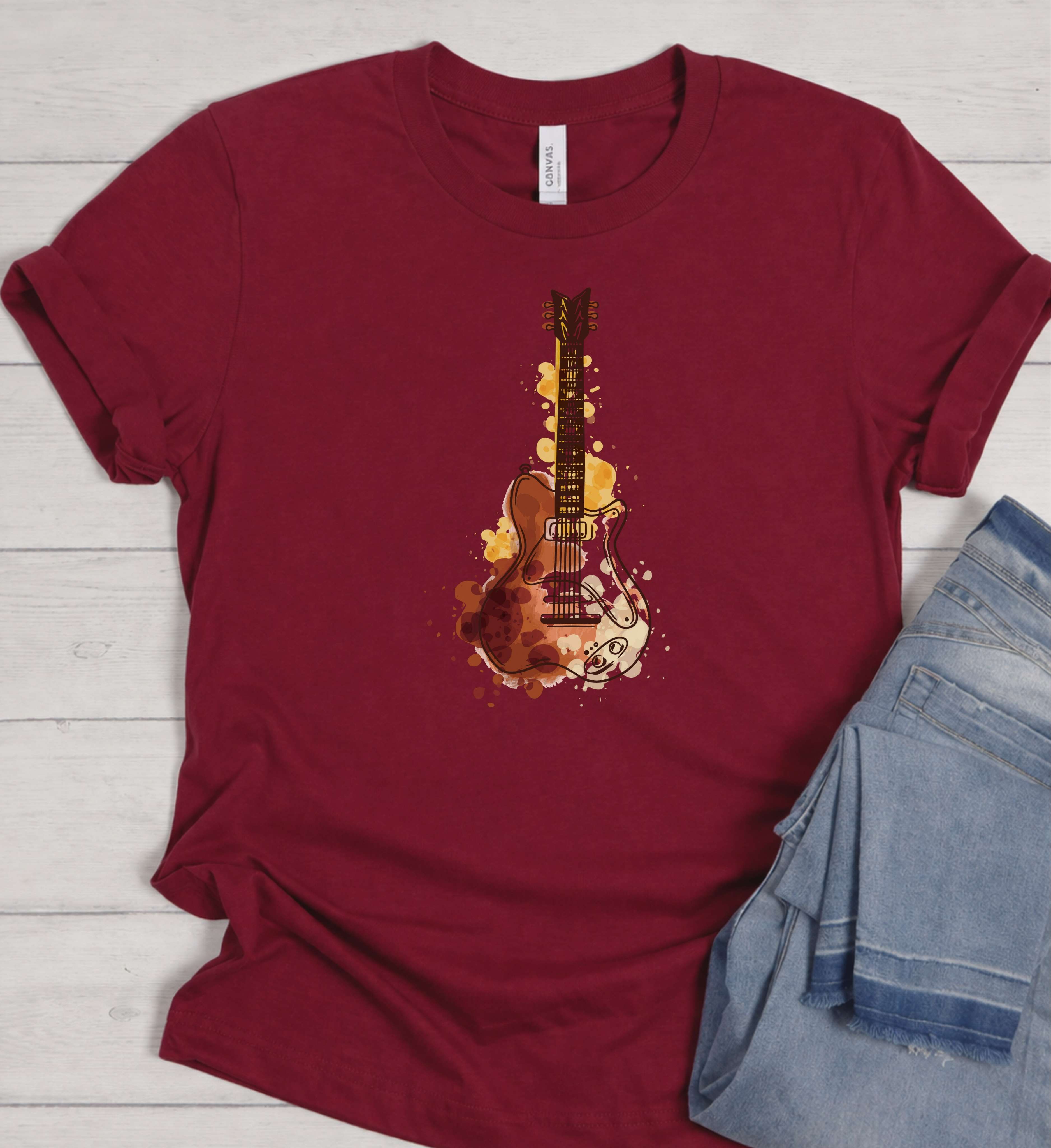 Guitar Art Shirt – Watercolor Electric Guitar Tee