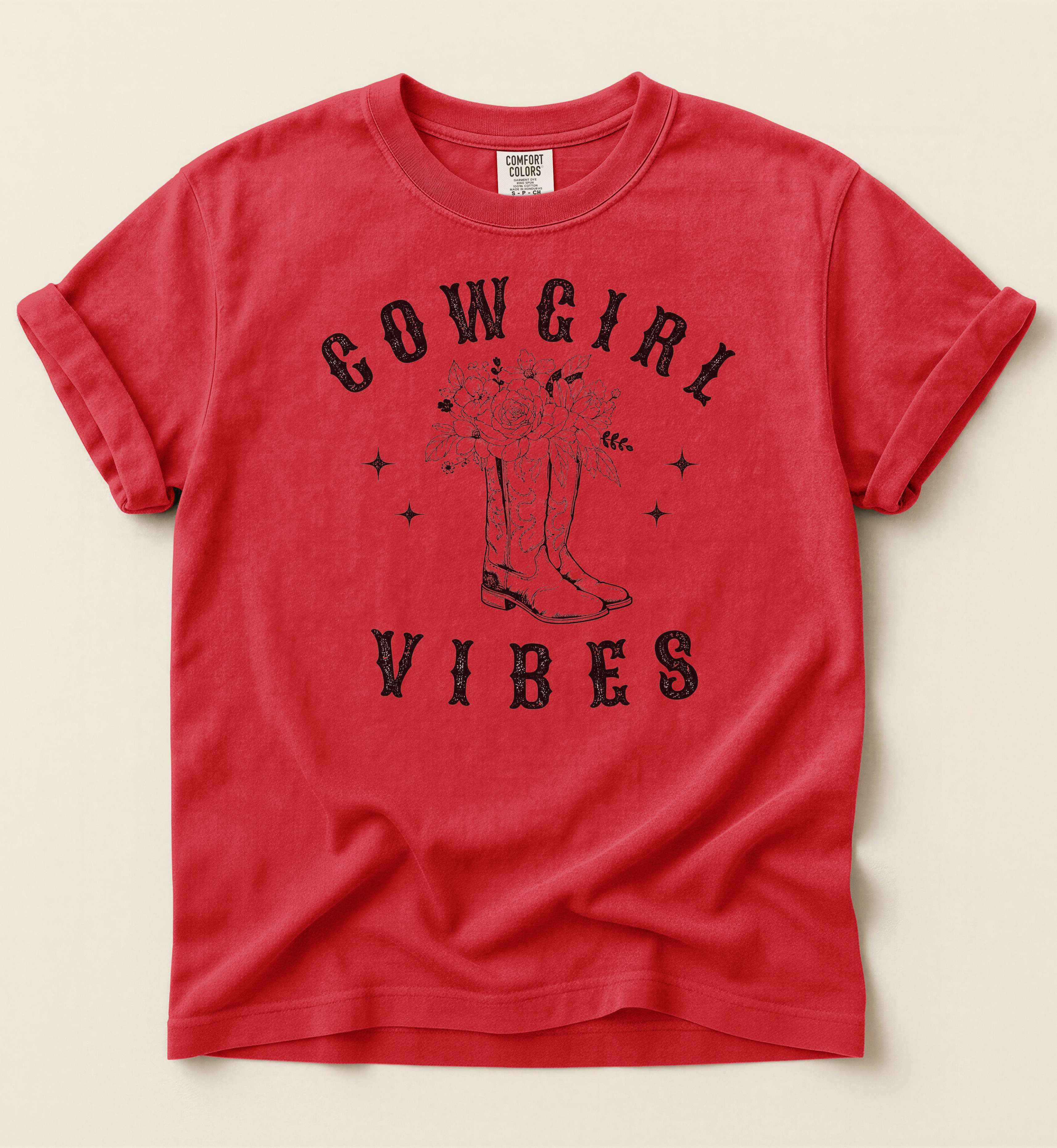 Cowgirl Vibes – Floral Western Boots Tee