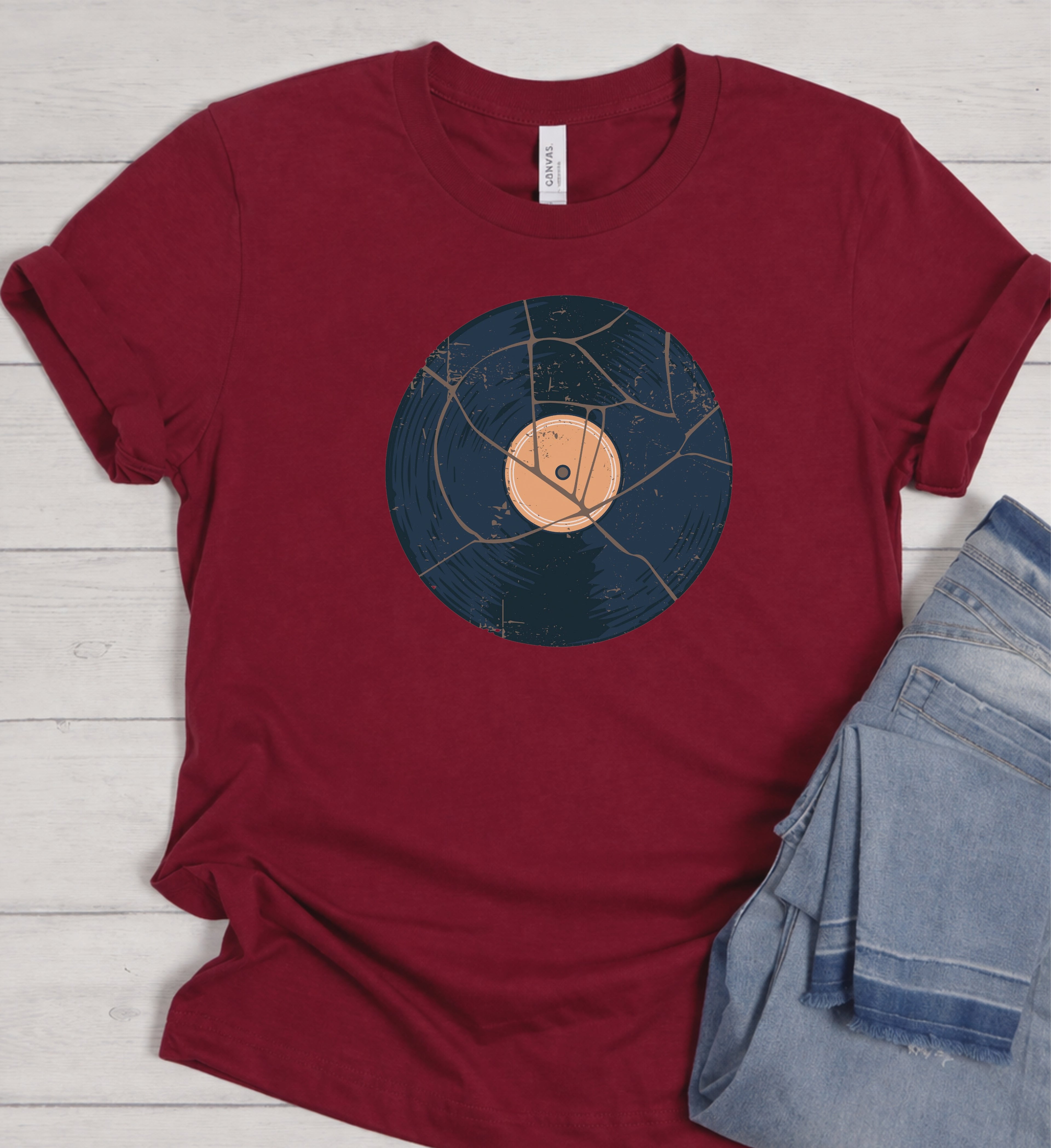 Vintage Vinyl Shirt – Retro Cracked Record Graphic Tee