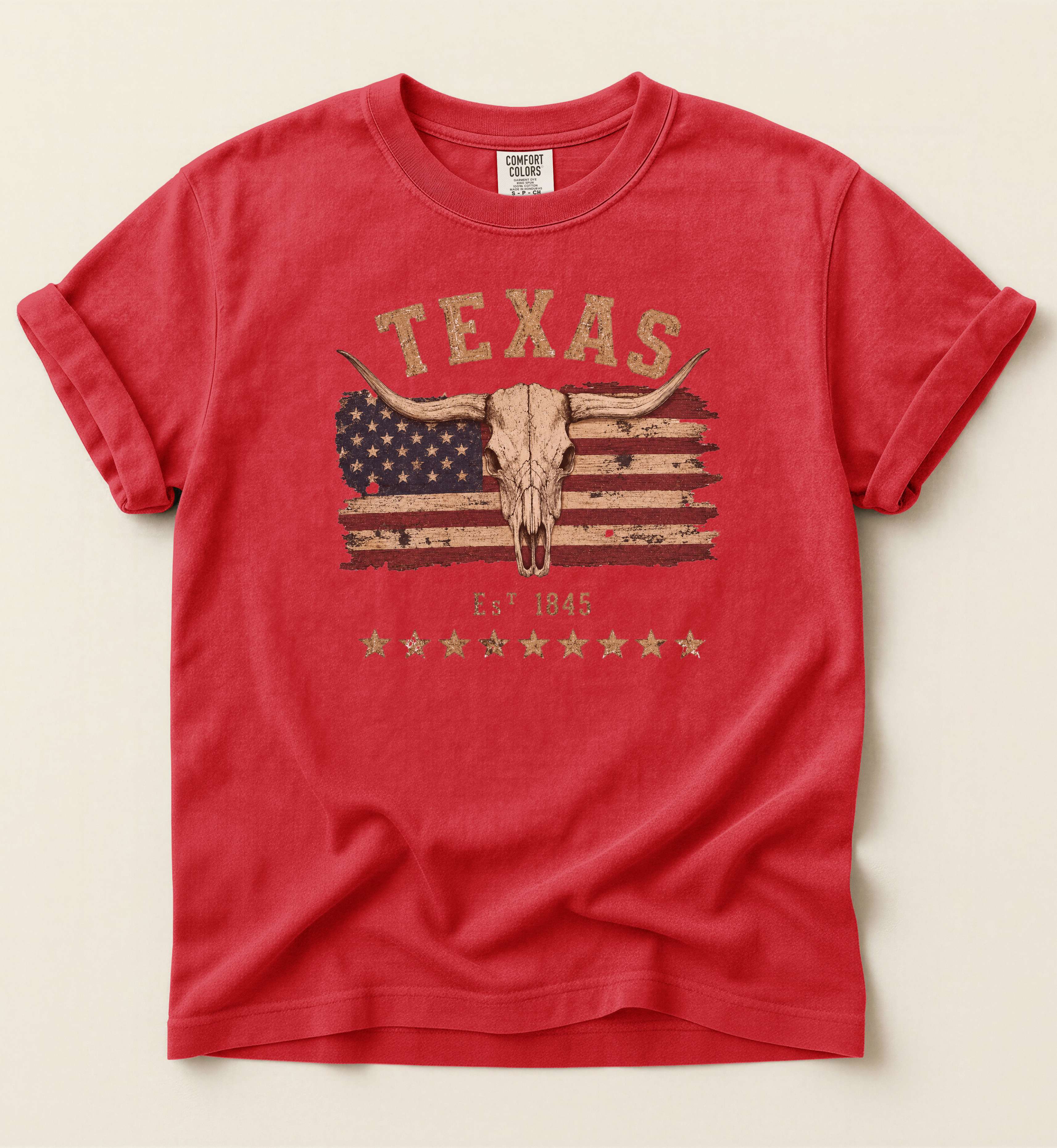 Texas Est. 1845 Shirt – Texas Pride Longhorn Graphic Tee