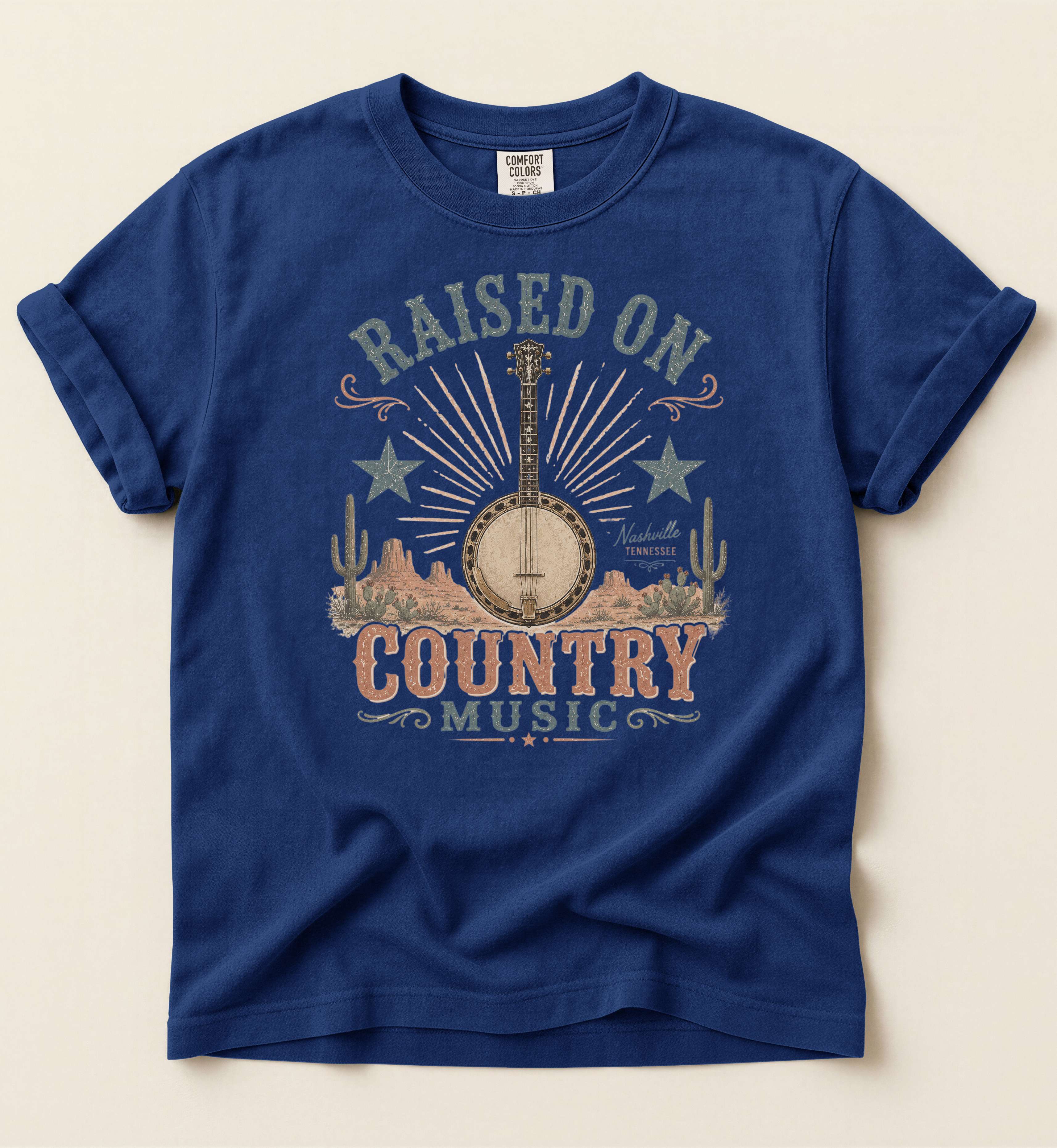 Raised On Country Music Shirt – Light Vintage Banjo Country Tee