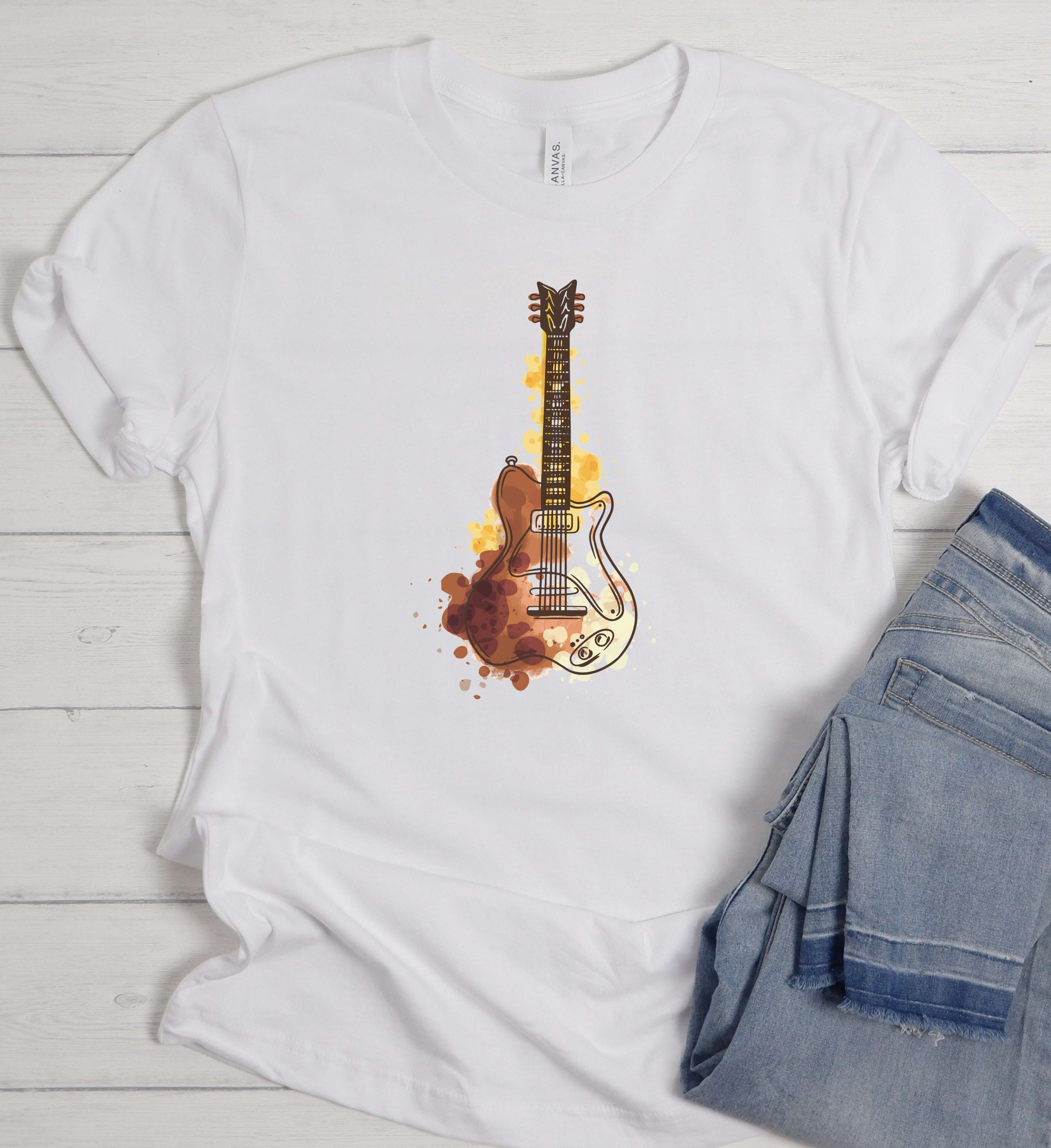 Guitar Art Shirt – Watercolor Electric Guitar Tee