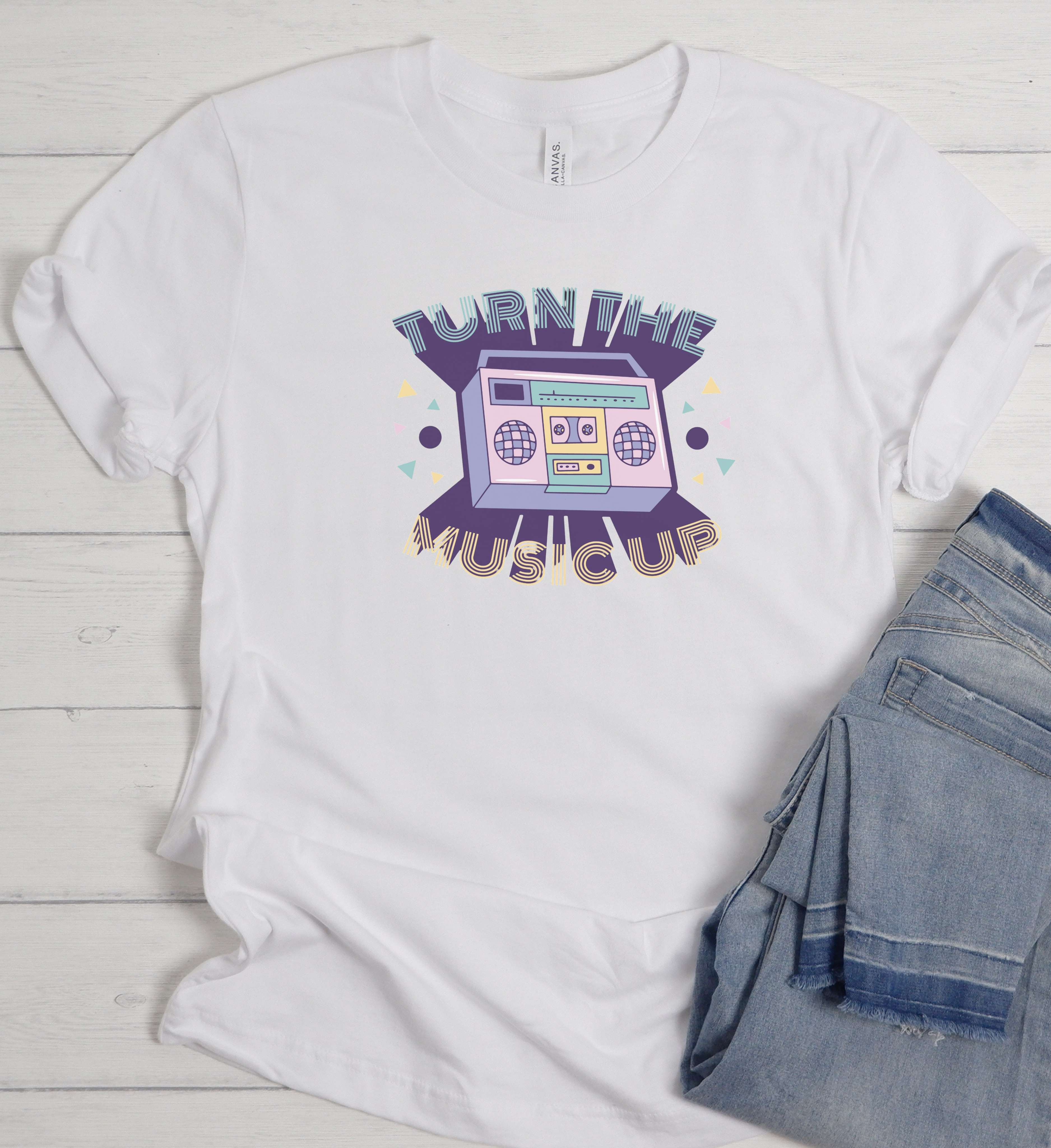 Turn The Music Up Shirt – Retro Boombox Tee