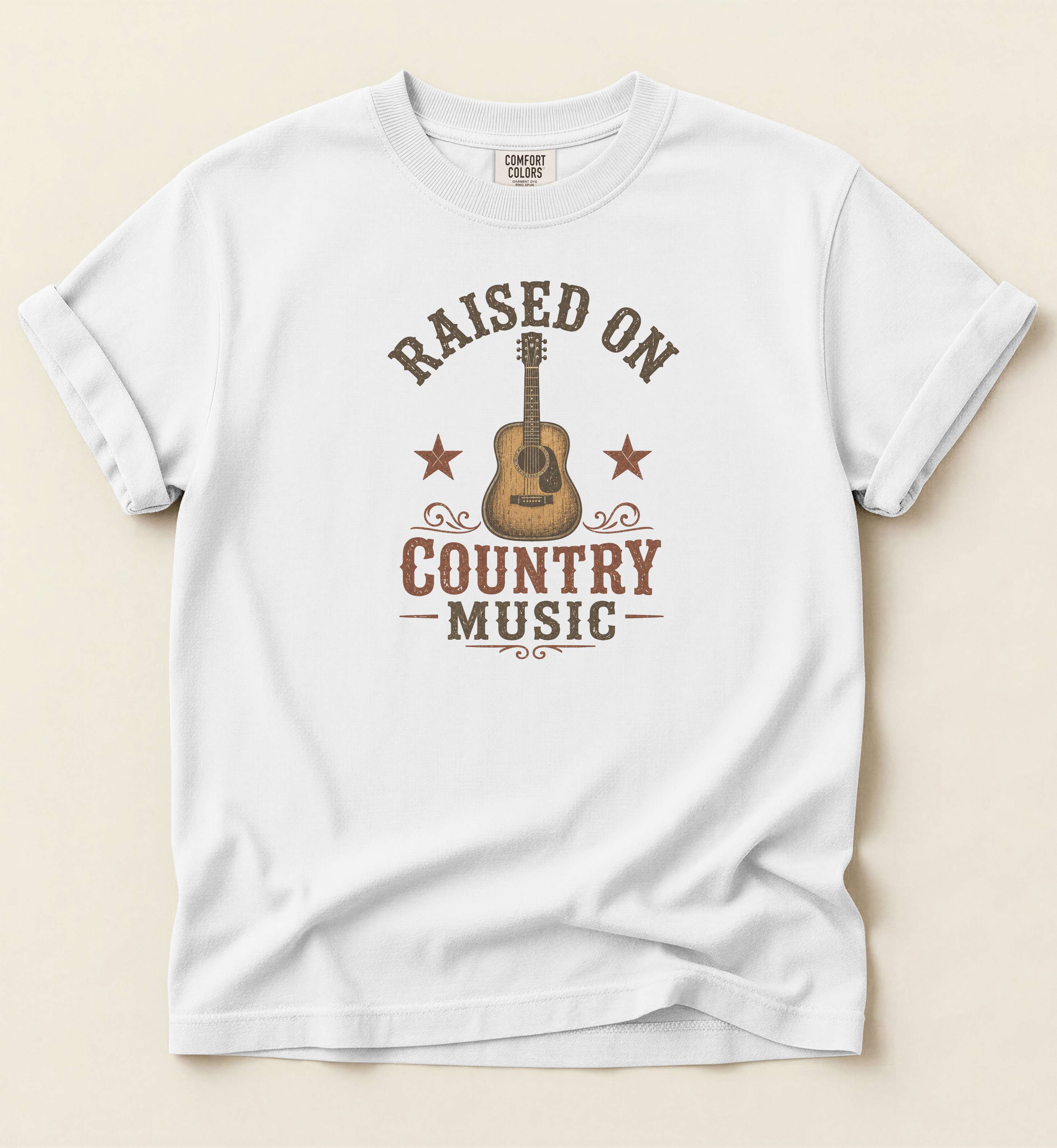 Raised On Country Music – Vintage Western Guitar Tee