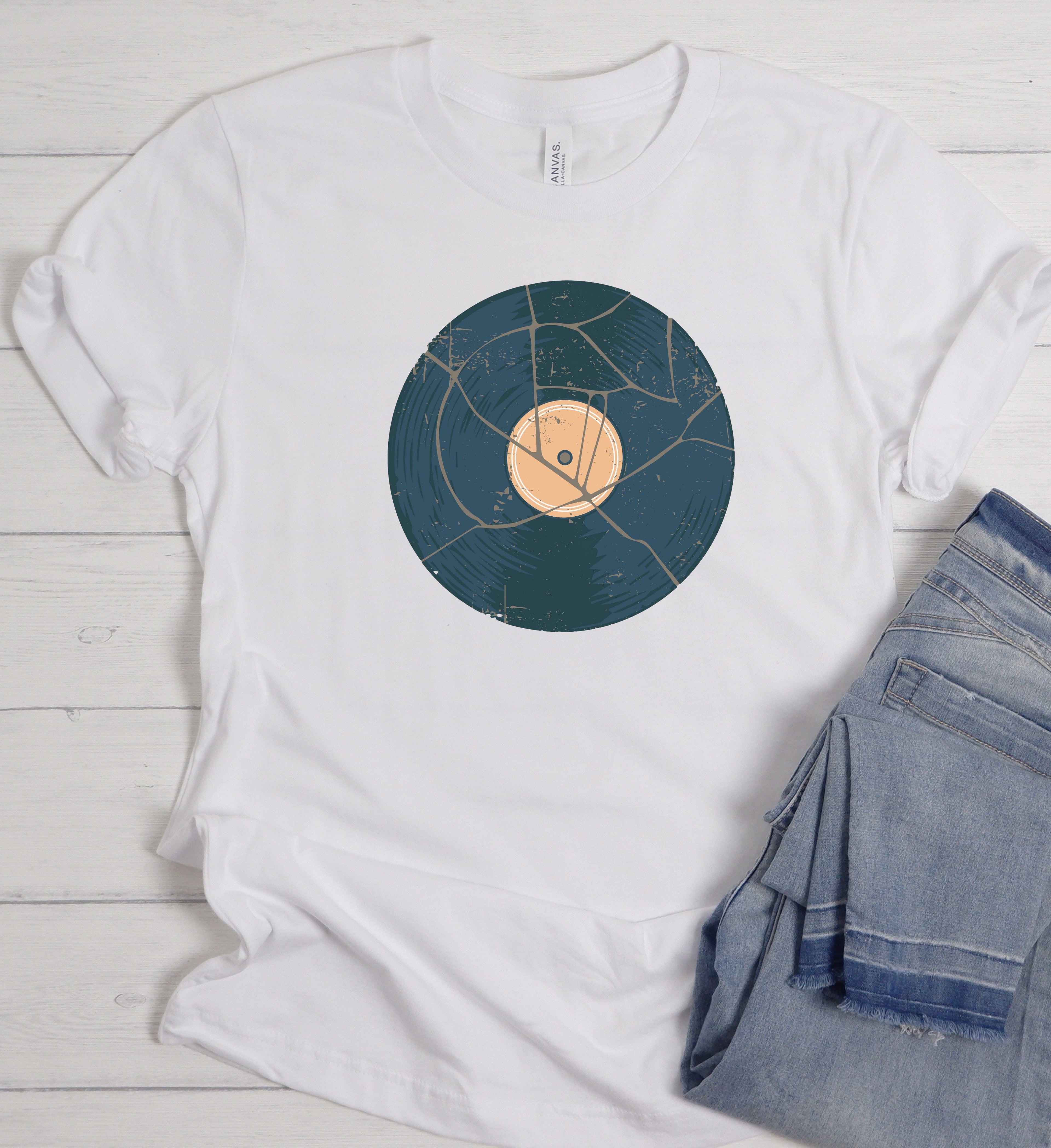 Vintage Vinyl Shirt – Retro Cracked Record Graphic Tee