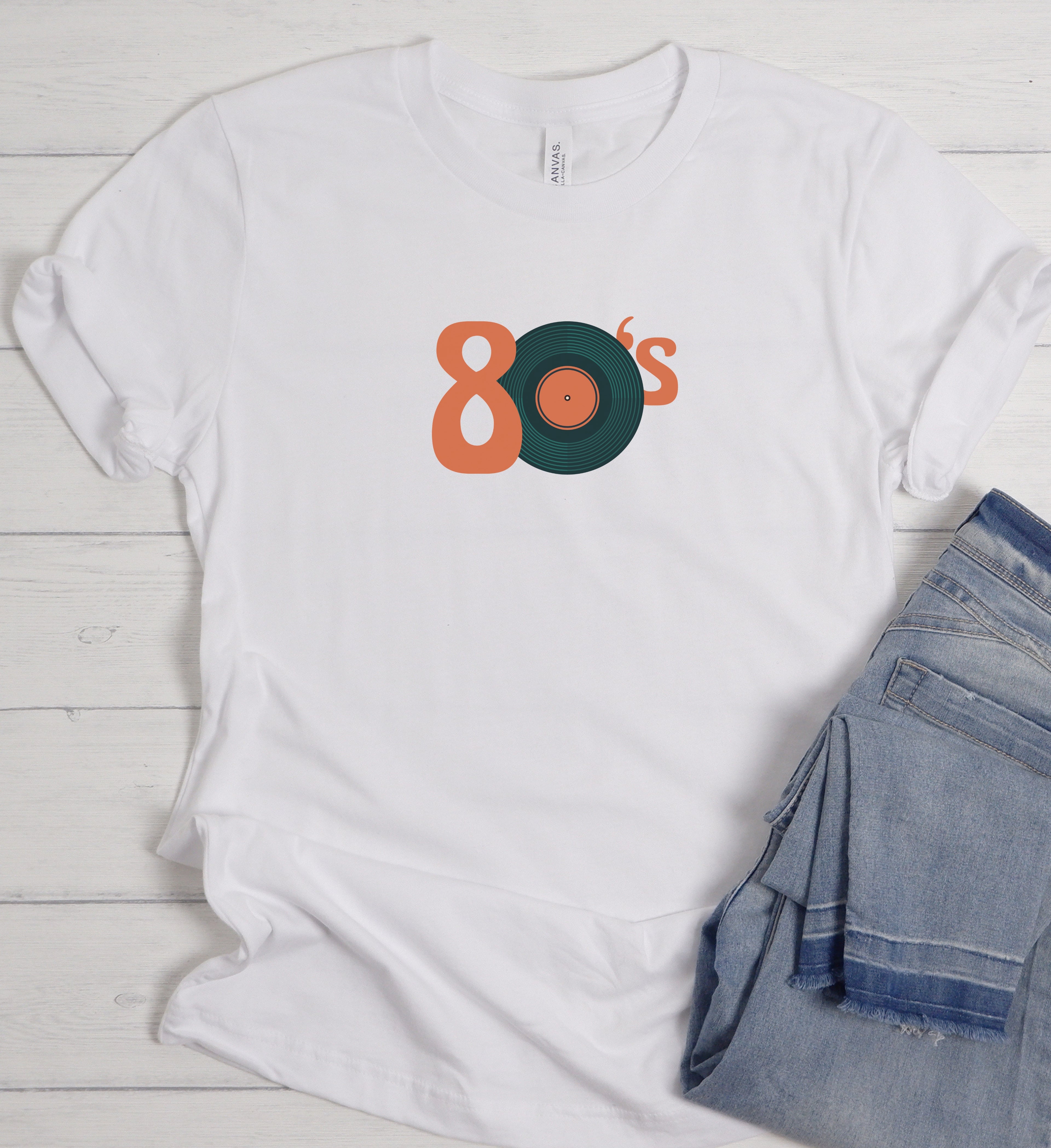 80s Retro Shirt – Minimal Vinyl Record Graphic Tee
