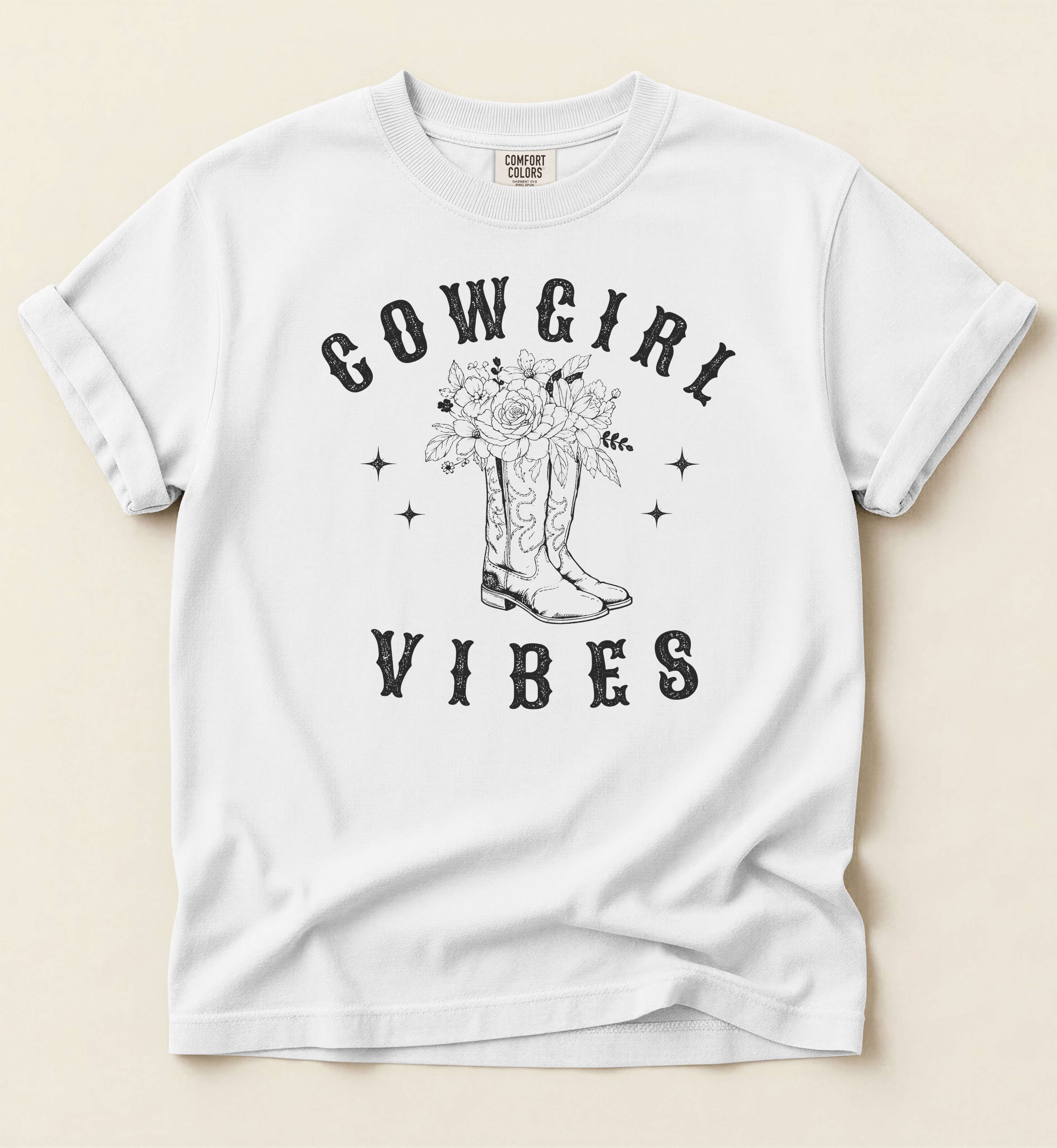 Cowgirl Vibes – Floral Western Boots Tee