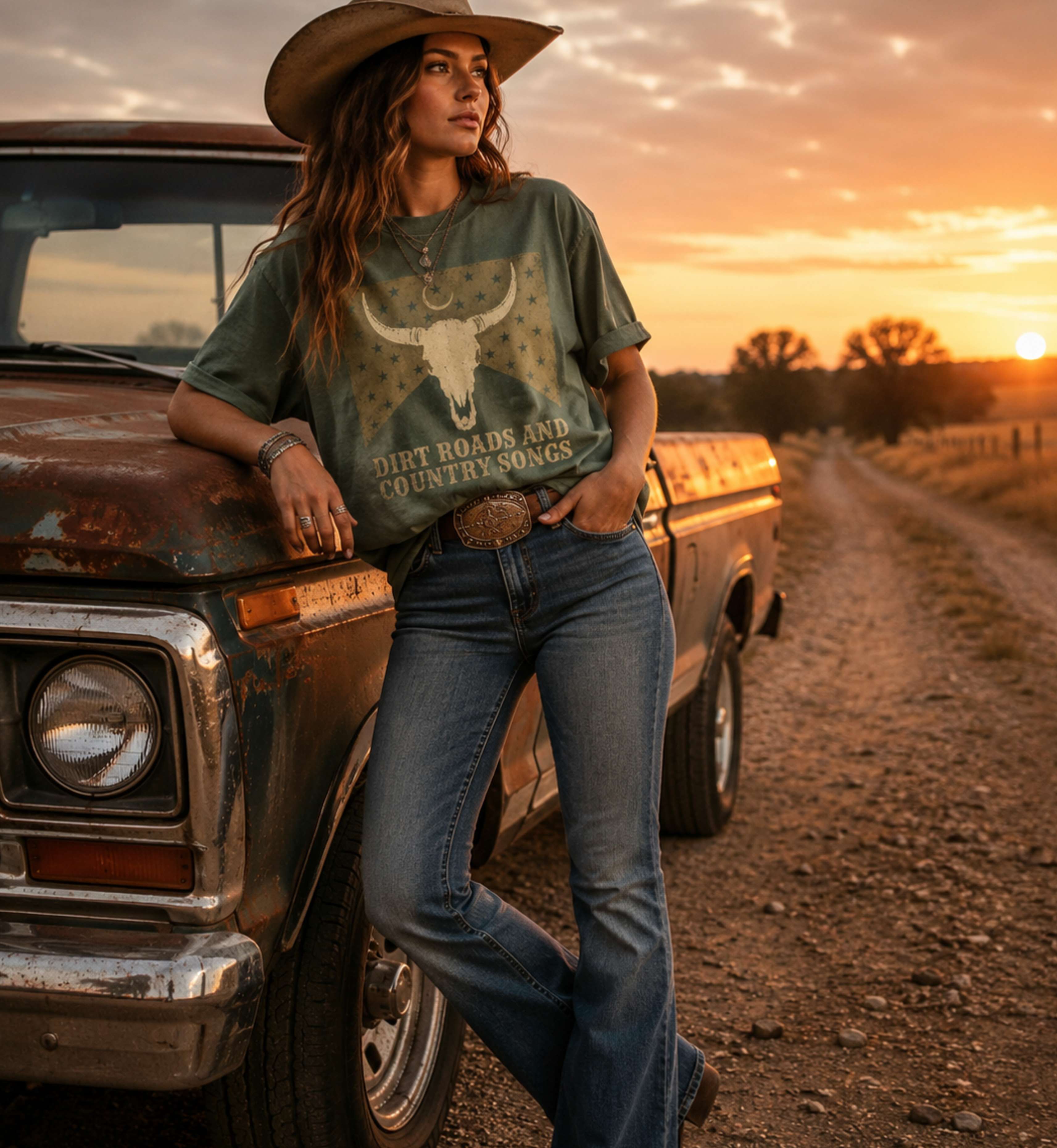 Dirt Roads And Country Songs – Vintage Country Music Tee