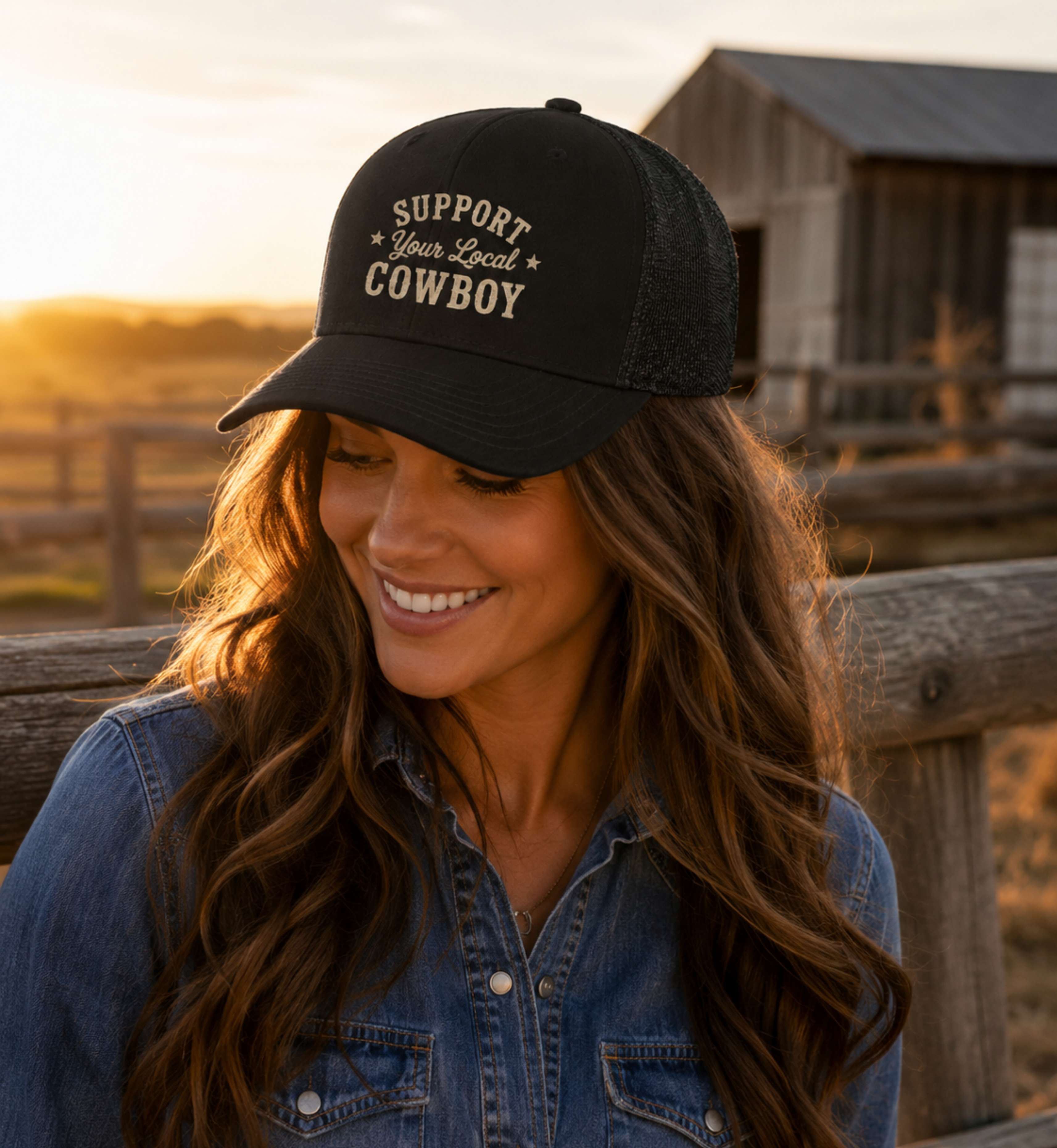 Support Your Local Cowboy Trucker Cap | Western Country Hat