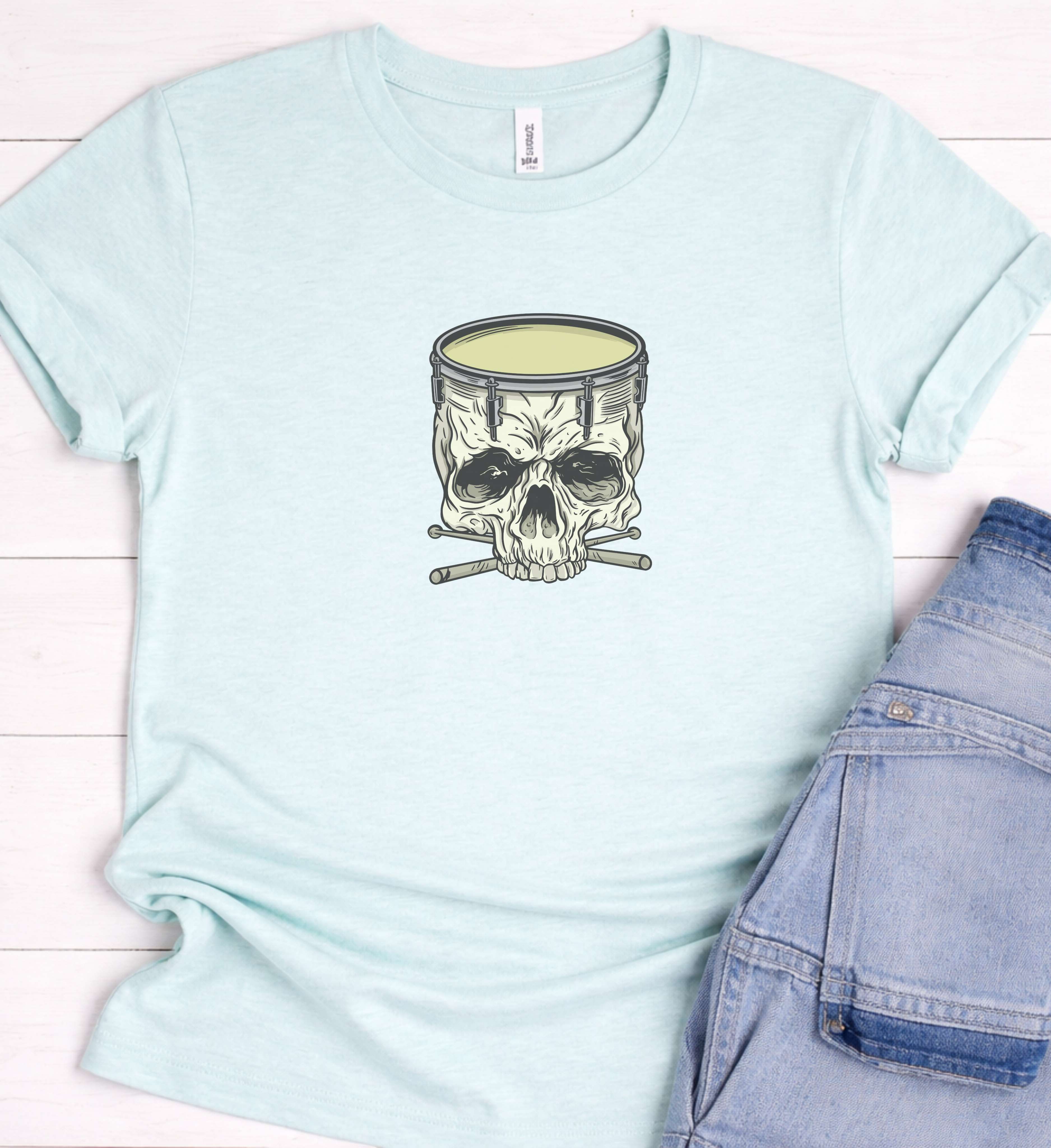 Skull Drum Shirt – Drummer Rock Graphic Tee