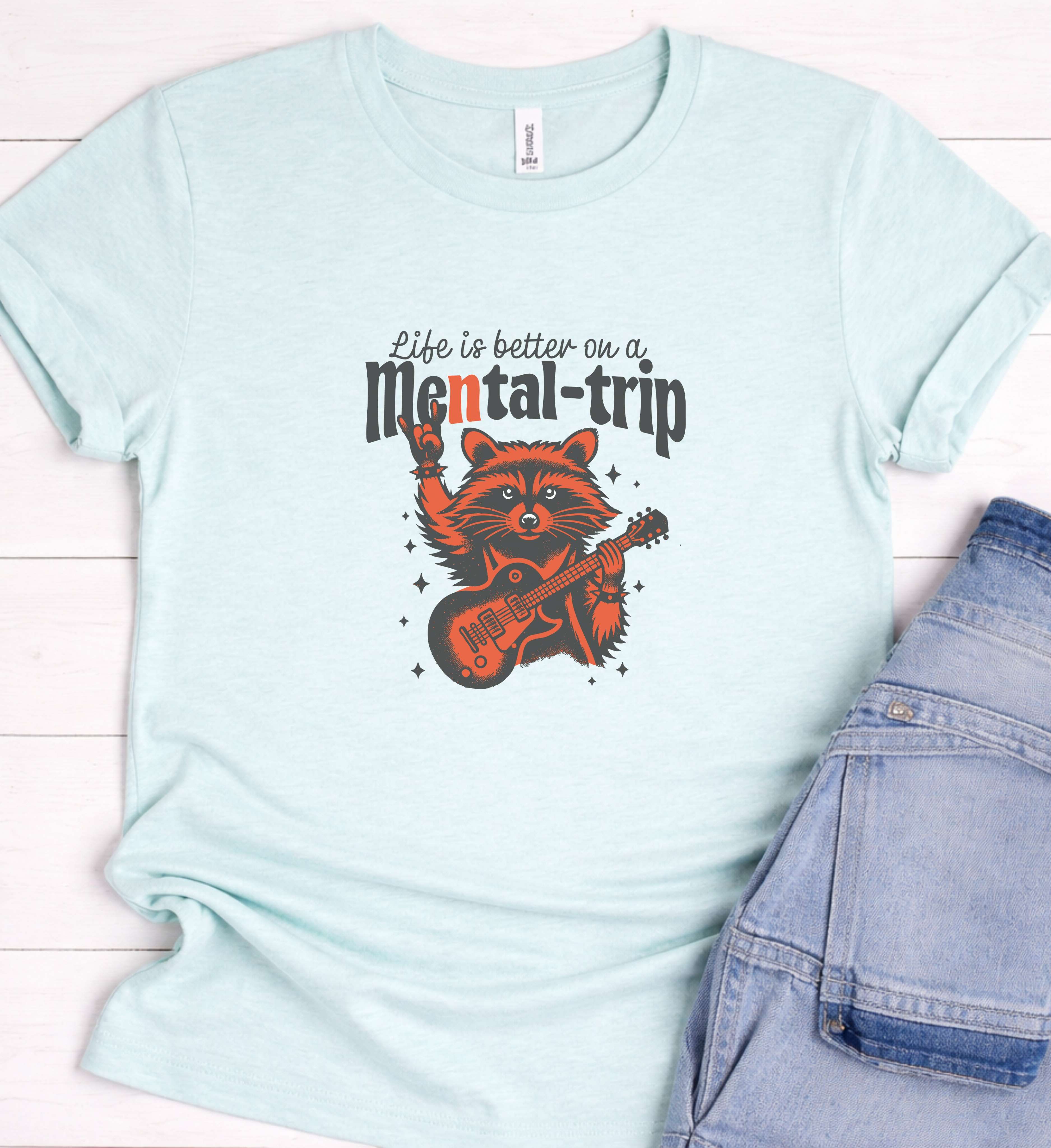 Funny Raccoon Guitar Shirt – Life Is Better On A Mental Trip