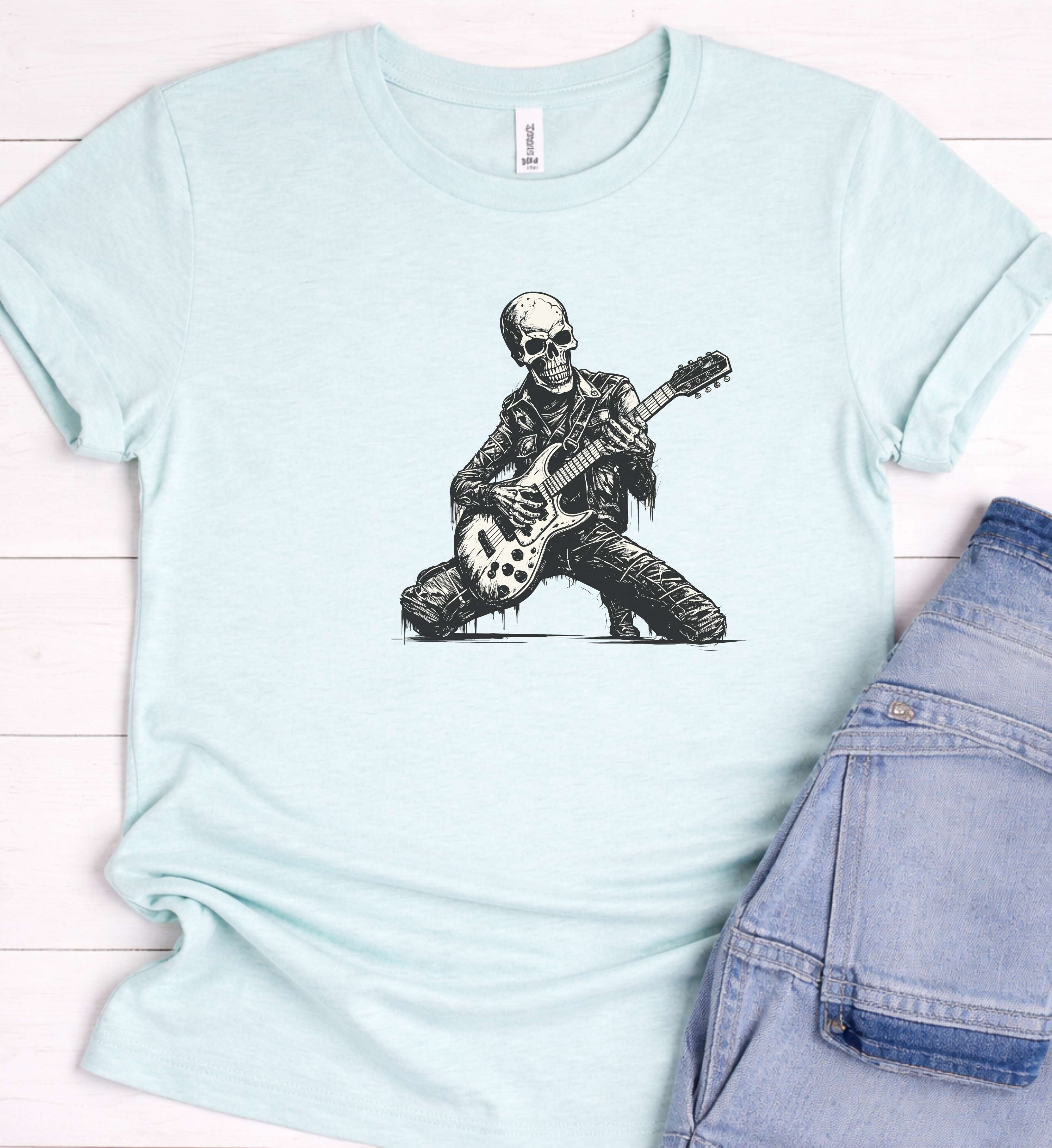 Skeleton Guitar Shirt – Skull Rock Music Tee
