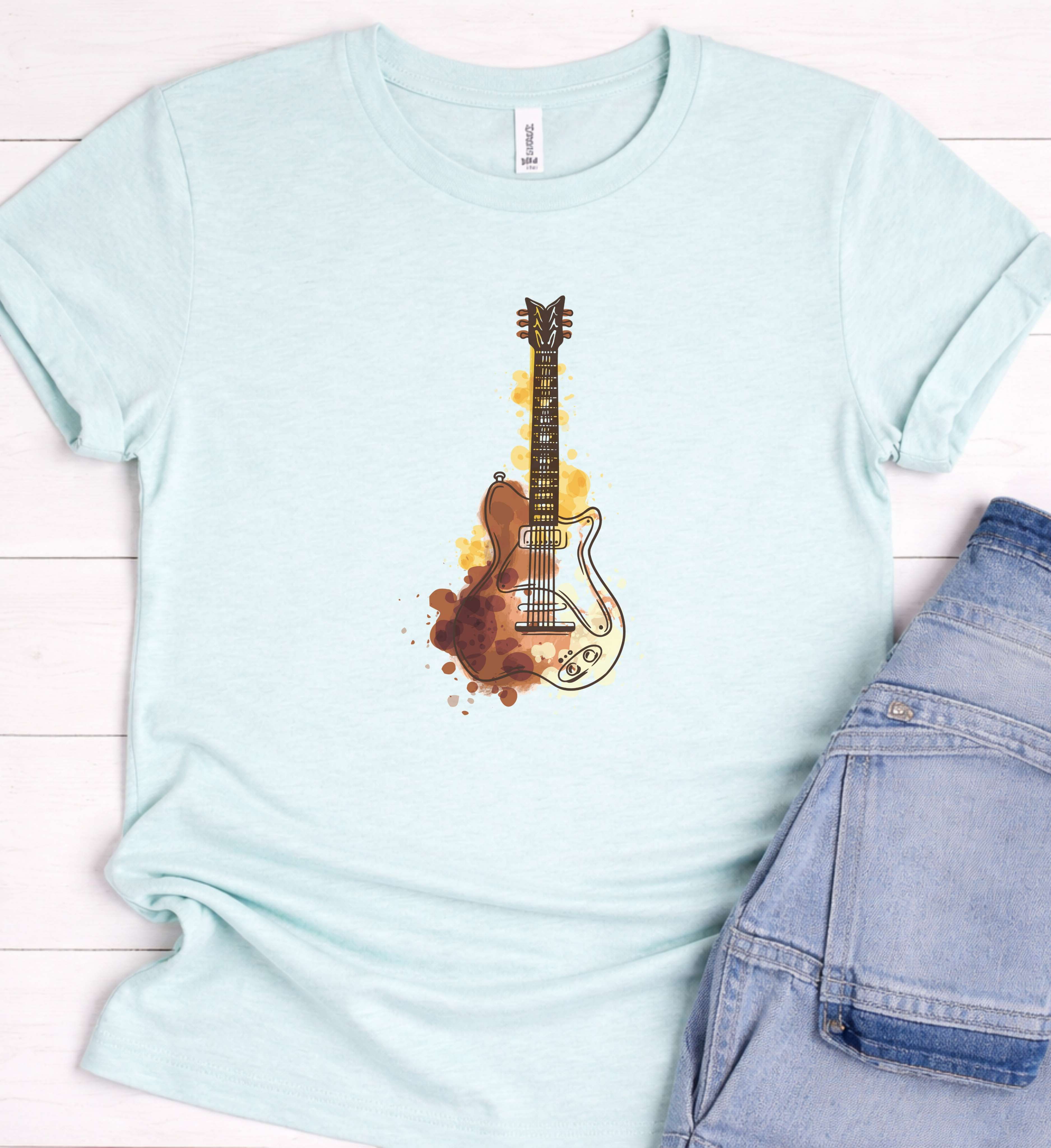 Guitar Art Shirt – Watercolor Electric Guitar Tee