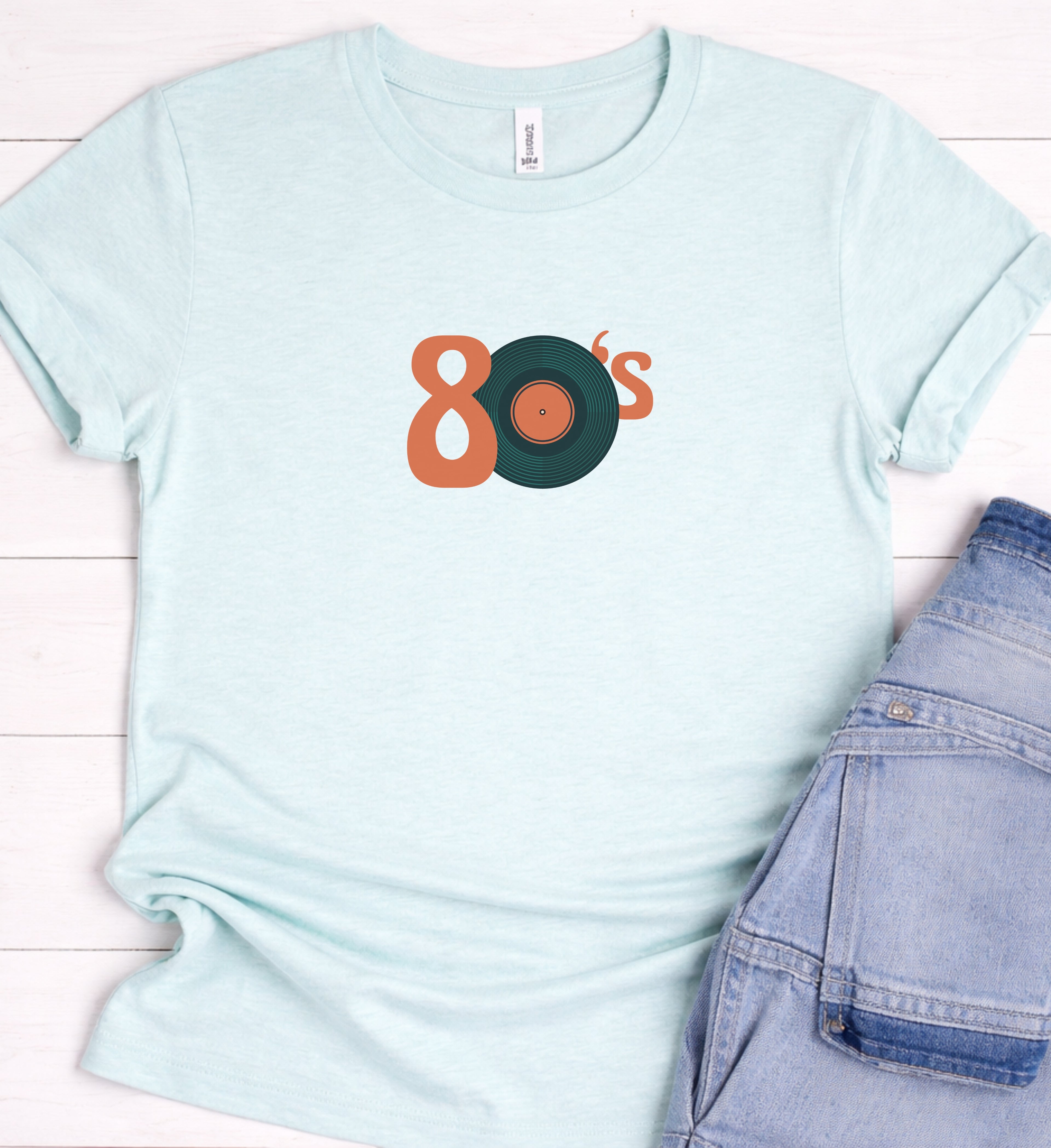 80s Retro Shirt – Minimal Vinyl Record Graphic Tee
