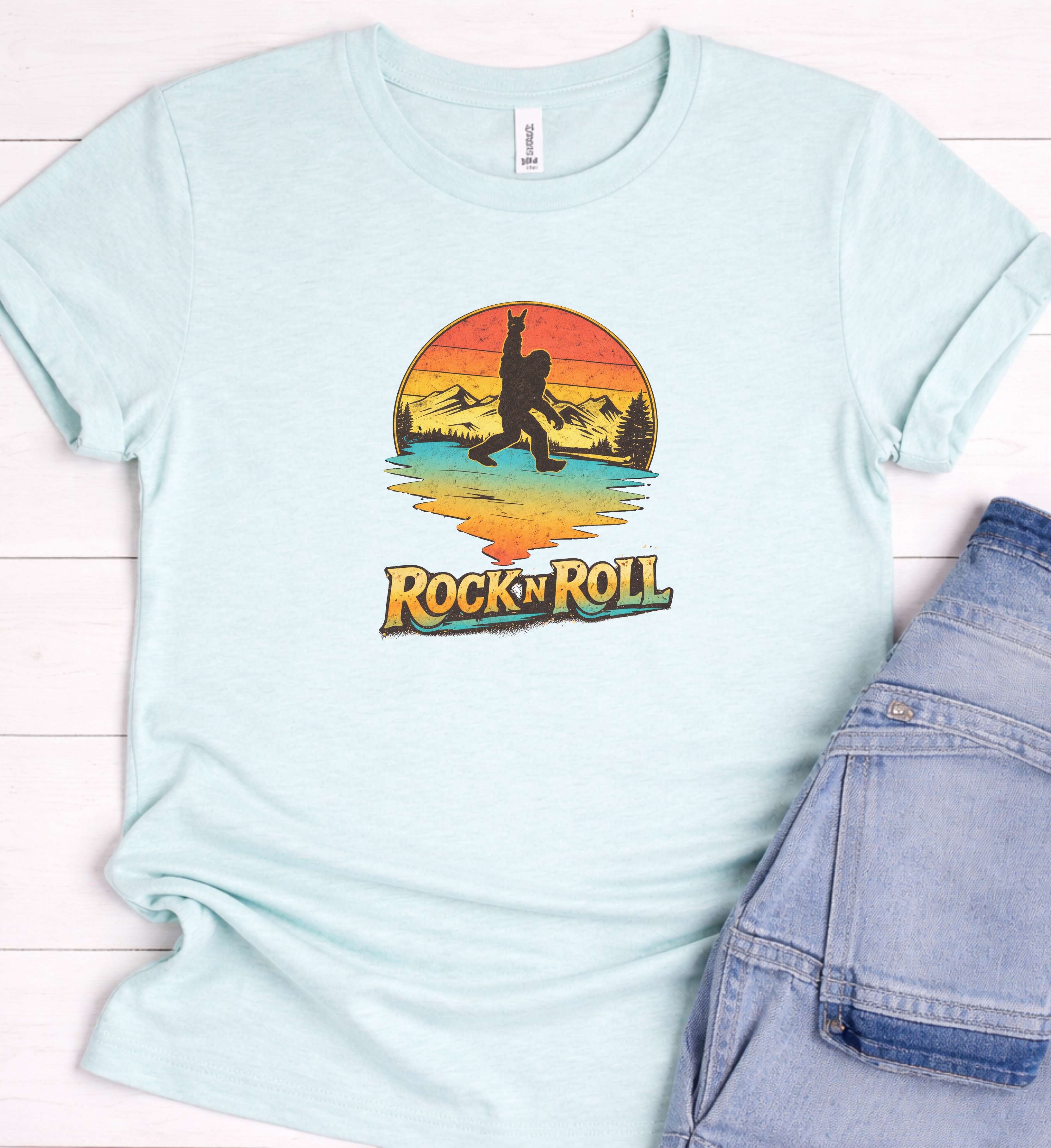 Bigfoot Rock n Roll Shirt – Vintage Sasquatch Guitar Tee